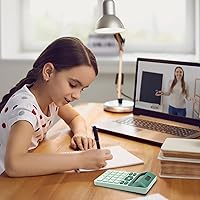 Vista 5 de Calculadora básica verde con pantalla LCD de 12 dígitos, linda para oficina, hogar, escuela
