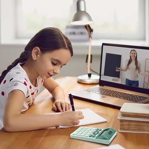 Miniatura 5 de Calculadora básica verde con pantalla LCD de 12 dígitos, linda para oficina, hogar, escuela