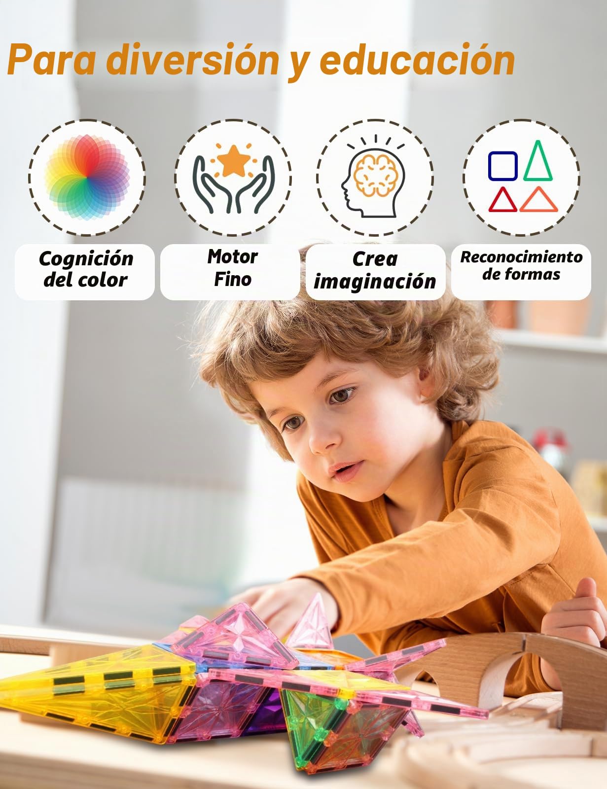 Bloques Magnéticos Construcción Niños 100 Piezas, Piezas Magnéticas Niños para Construir Castillos y Coches, Juguetes Educativos Creativos con Magnetic Blocks
