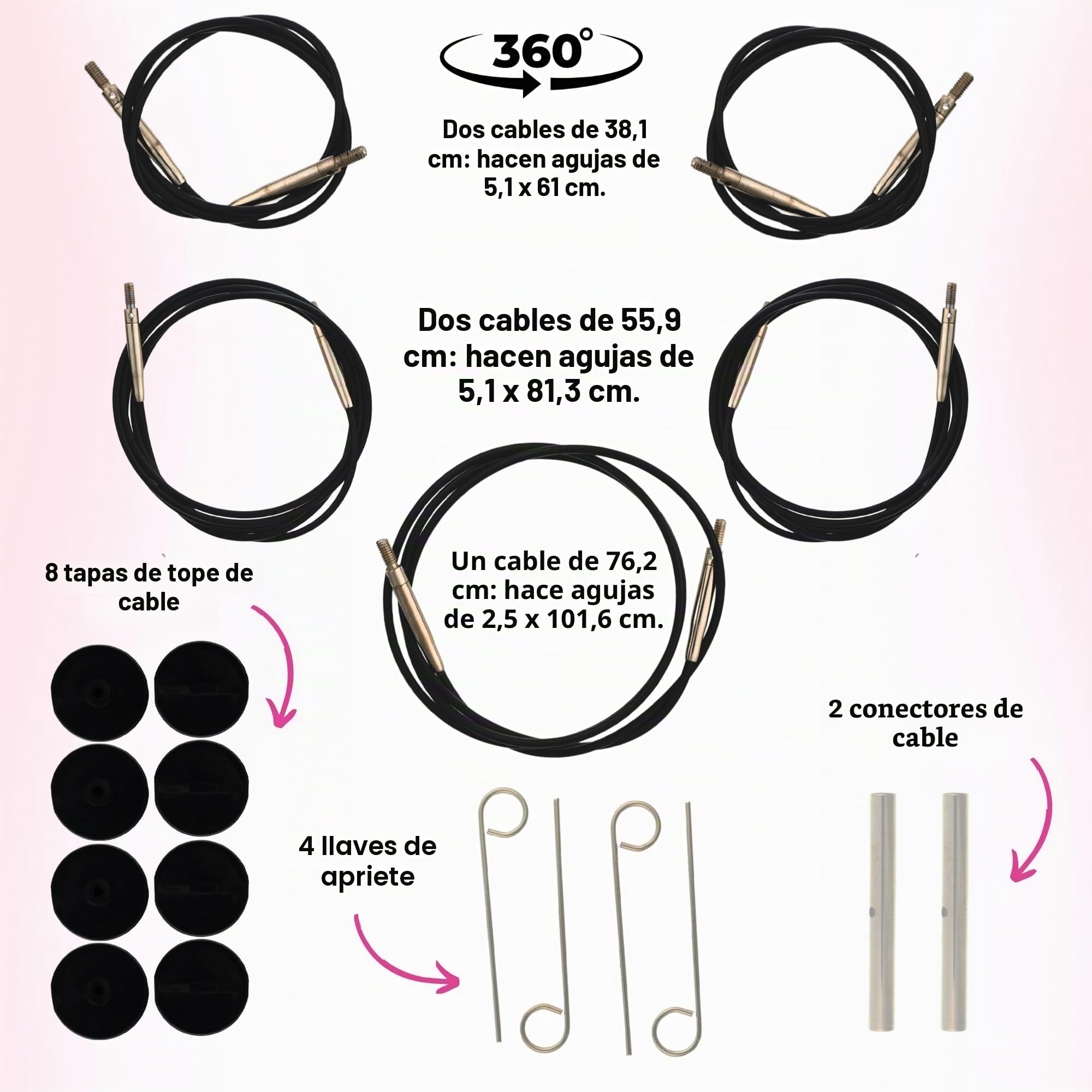 Lykke Knitting Needles Conjunto circular intercambiable de madera deriva 5 pulgadas de largo (13 cm) gris Denim Faux Leather Bundle con Artsiga Crafts Project Bag