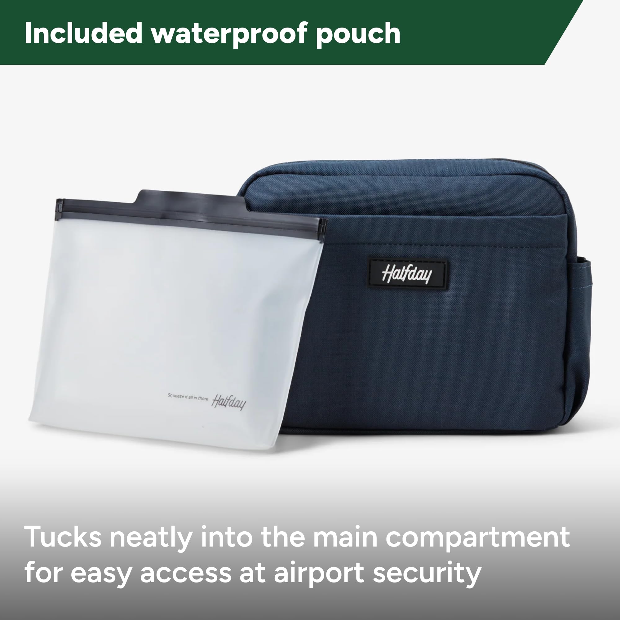 Sidecar - Kit de aseo – Kit de viaje compacto con bolsa impermeable, bolsillos de malla, soporte para cepillo de dientes y lazo para colgar – Organizador de neceser para hombres y mujeres, Azul