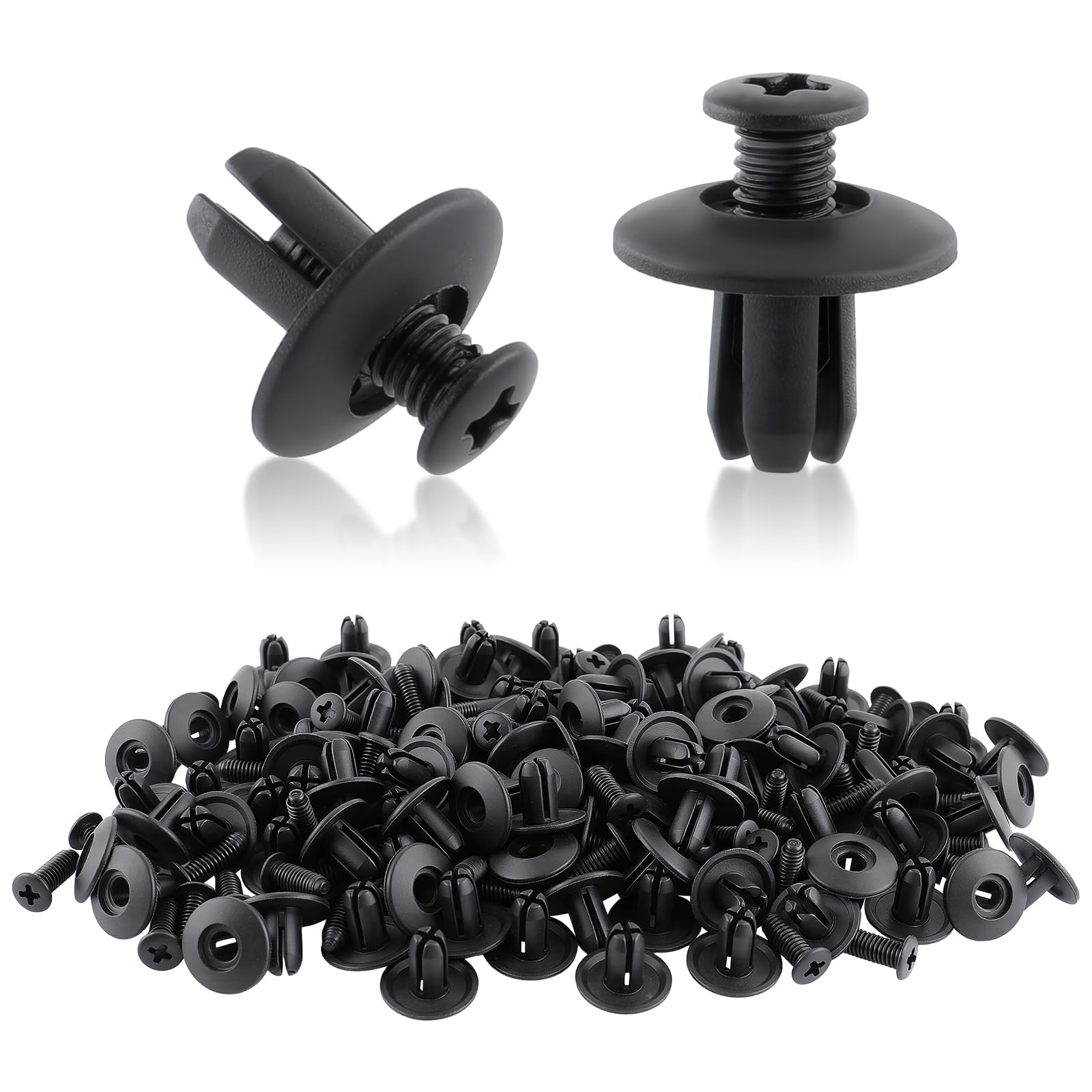 MOTOALL Nylon Fender Liner Door Trim Panel Bumper Shield Retainer Fastener Rivet Push Type Clips for 8mm Hole Ford Mazda Hyundai Kia MB-455-56143 86590-28000 Car Auto Body - 100pcs