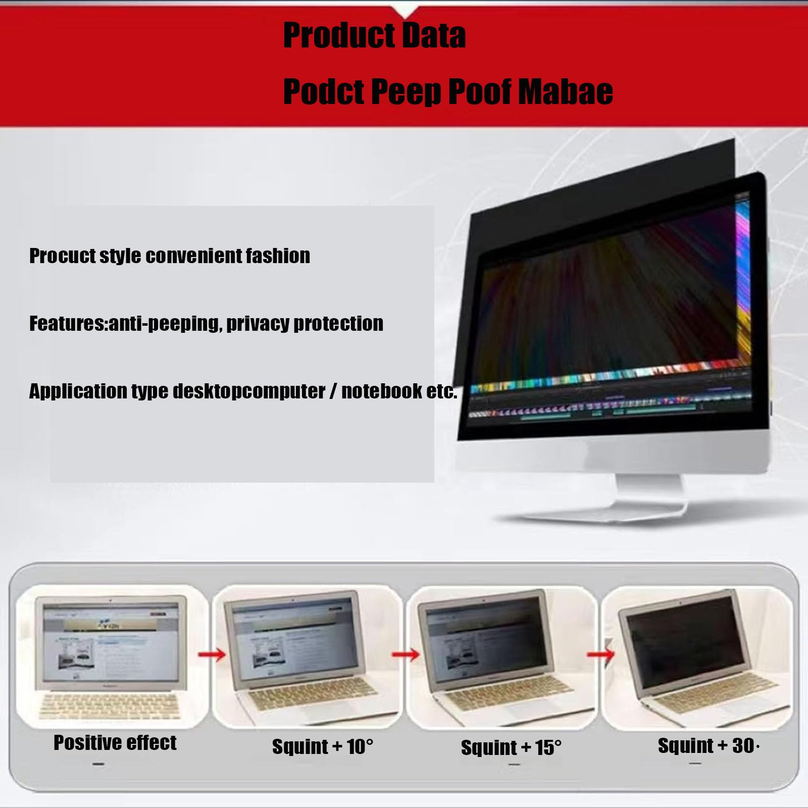 Schermo per la Privacy del Computer, Filtro per la Privacy del Monitor antiriflesso, Protezione per Lo Schermo del Laptop, per Monitor Widescreen 16:9 da 11-28 Pollici (14inch16/9)