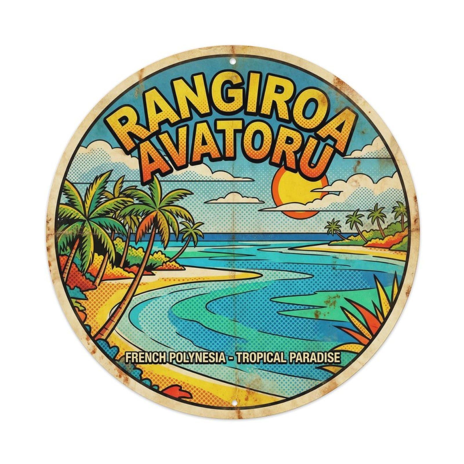 Rangiroa Avatoru Seaside Scenery Bold Color Metal Tin Sign