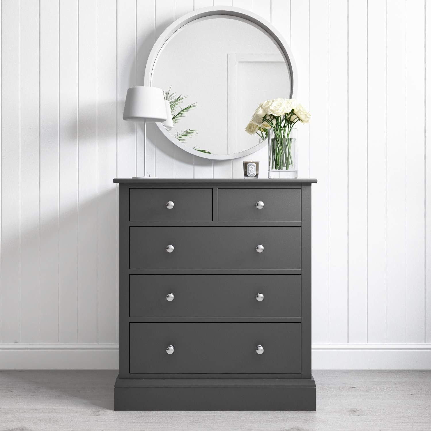 Harper Grey Solid Wood 2+3 Chest of Drawers Amazon.co.uk Home & Kitchen