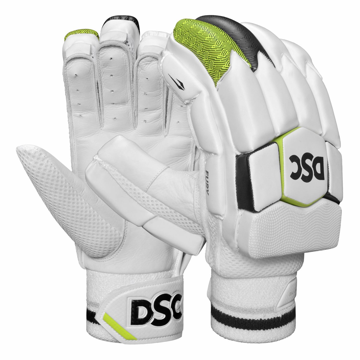 DSC Intense Fury Leather Cricket Batting Gloves, Mens Right (White Black), Standard-image-17