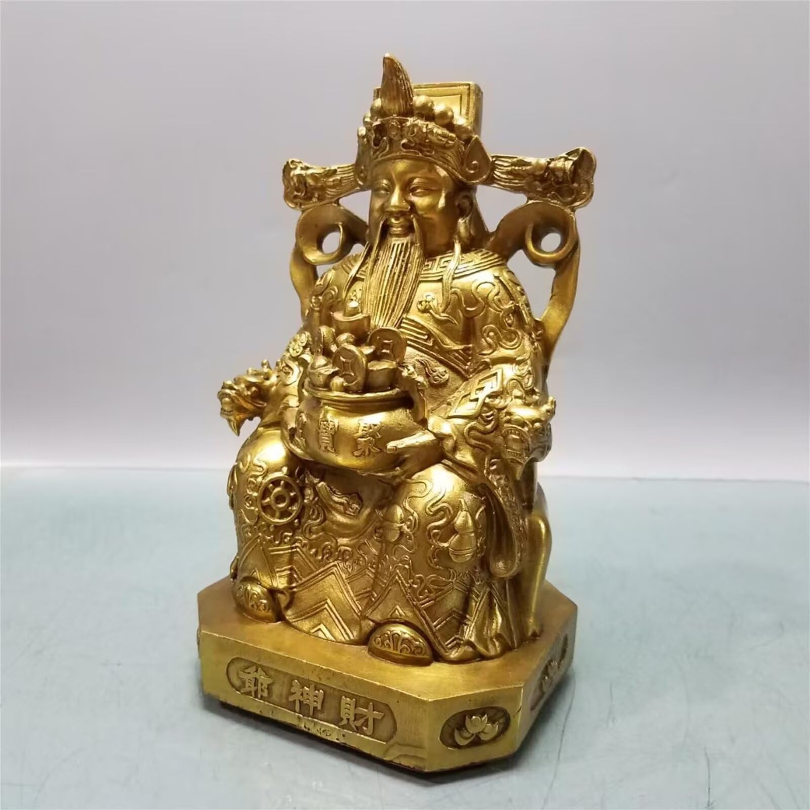 prezenty powodzenia - czysta miedź chiński Feng Shui Bóg bogactwa figurka Buddy posągi dekoracja domu i biura brązowa statuetka Bóg bogactwa od Lucky Household