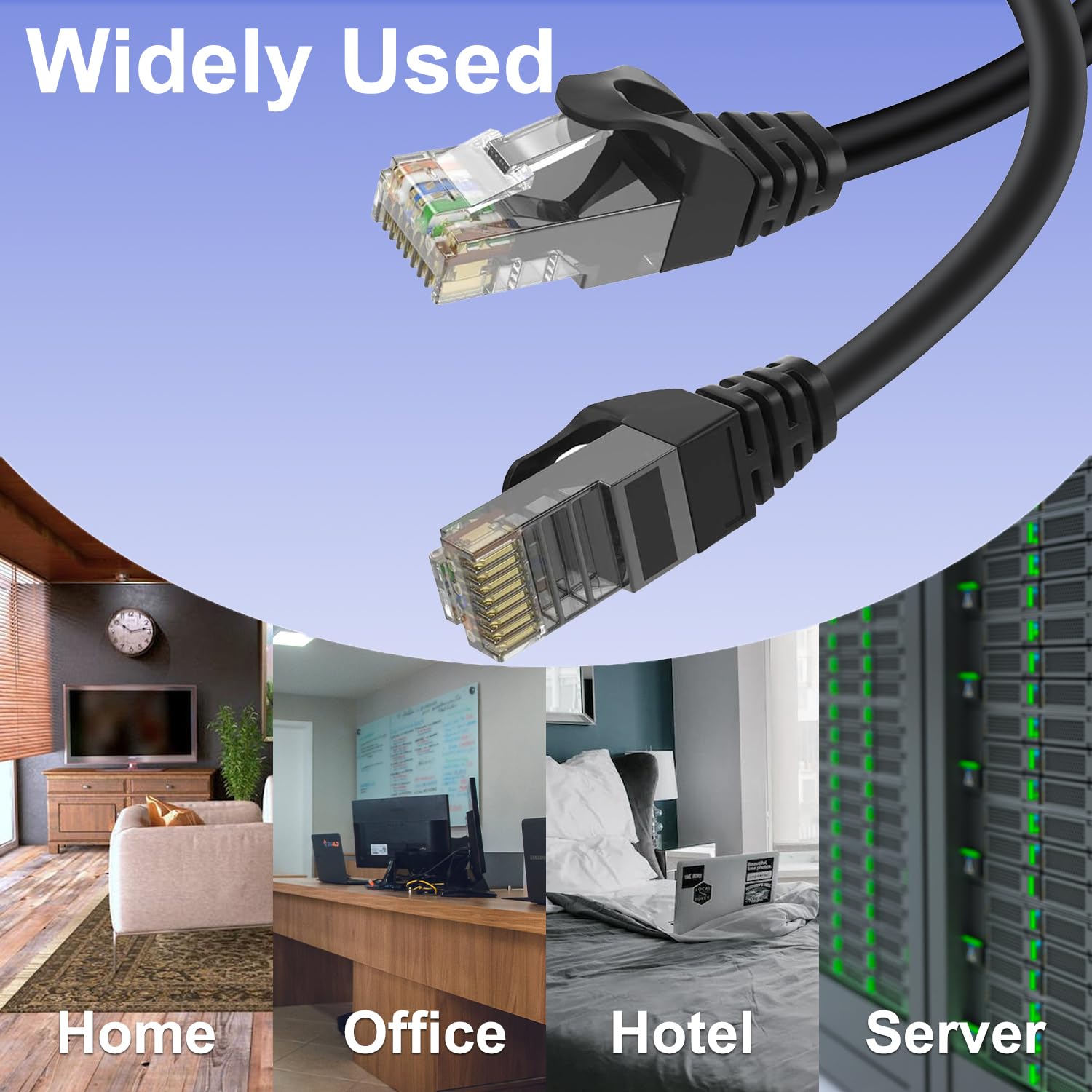 Câble Ethernet Cat6 (90 m) – Câble réseau Cat6 – Câble de raccordement RJ45 compatible Cat6, Cat5E, Cat5 – Comprend 25 attaches et 25 clips de câble