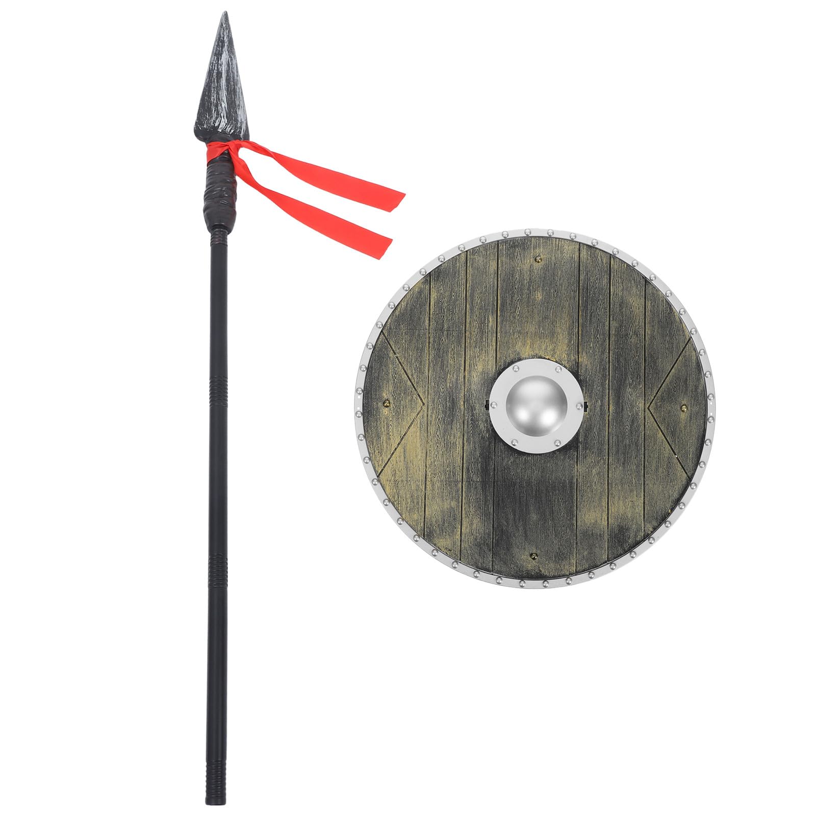 Ensemble d'accessoires de Cosplay : Lance médiévale en Plastique et Bouclier de Pirate. Décoration idéale pour Halloween ou pour des Jeux de rôle.