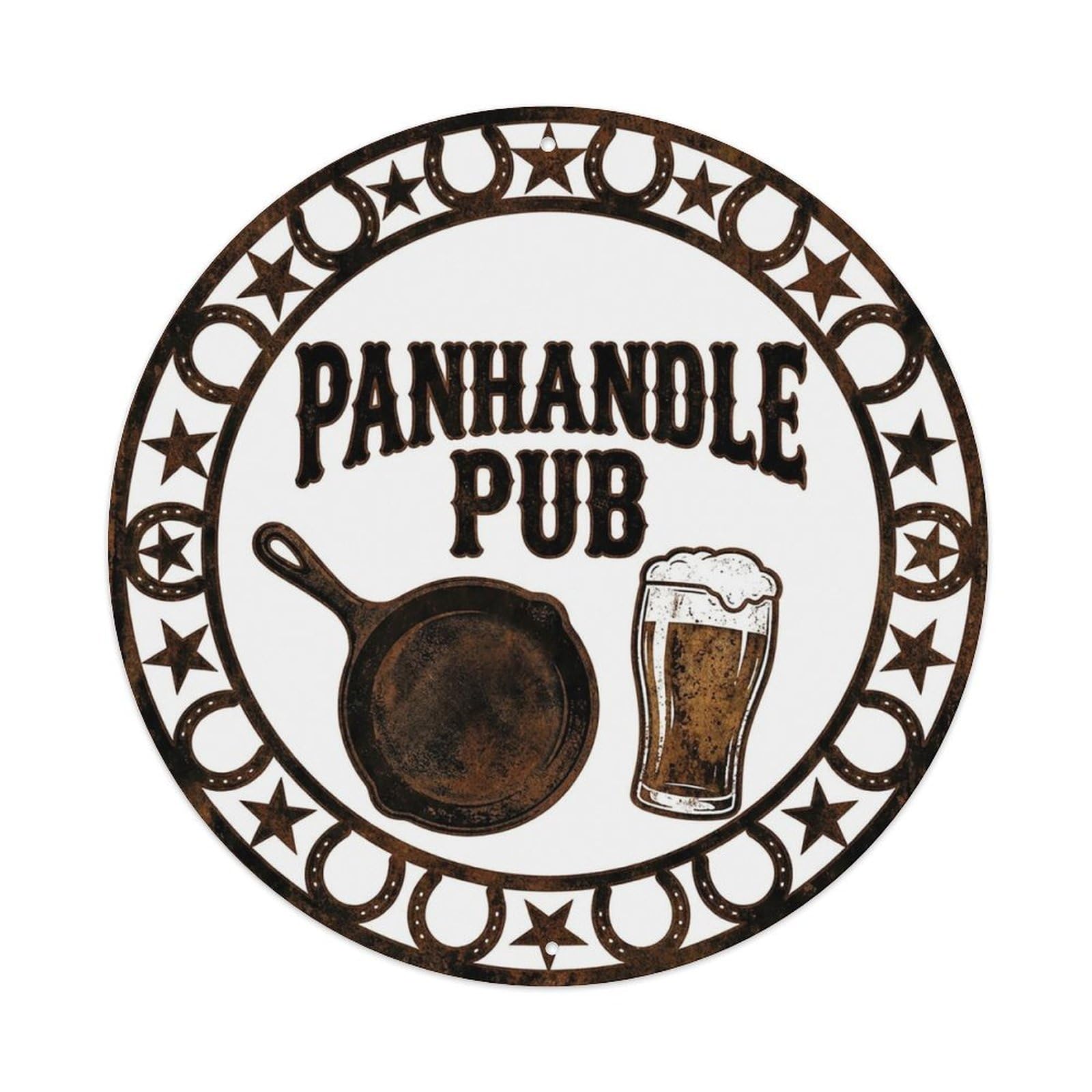 Vintage Beer Western Cowboy Panhandle Pub Retro Bar for Pub Vintage Metal Tin Sign Plaque Wall Decor for Cafe, Club Bar, Office, Garden Metal Poster 8x8Inch