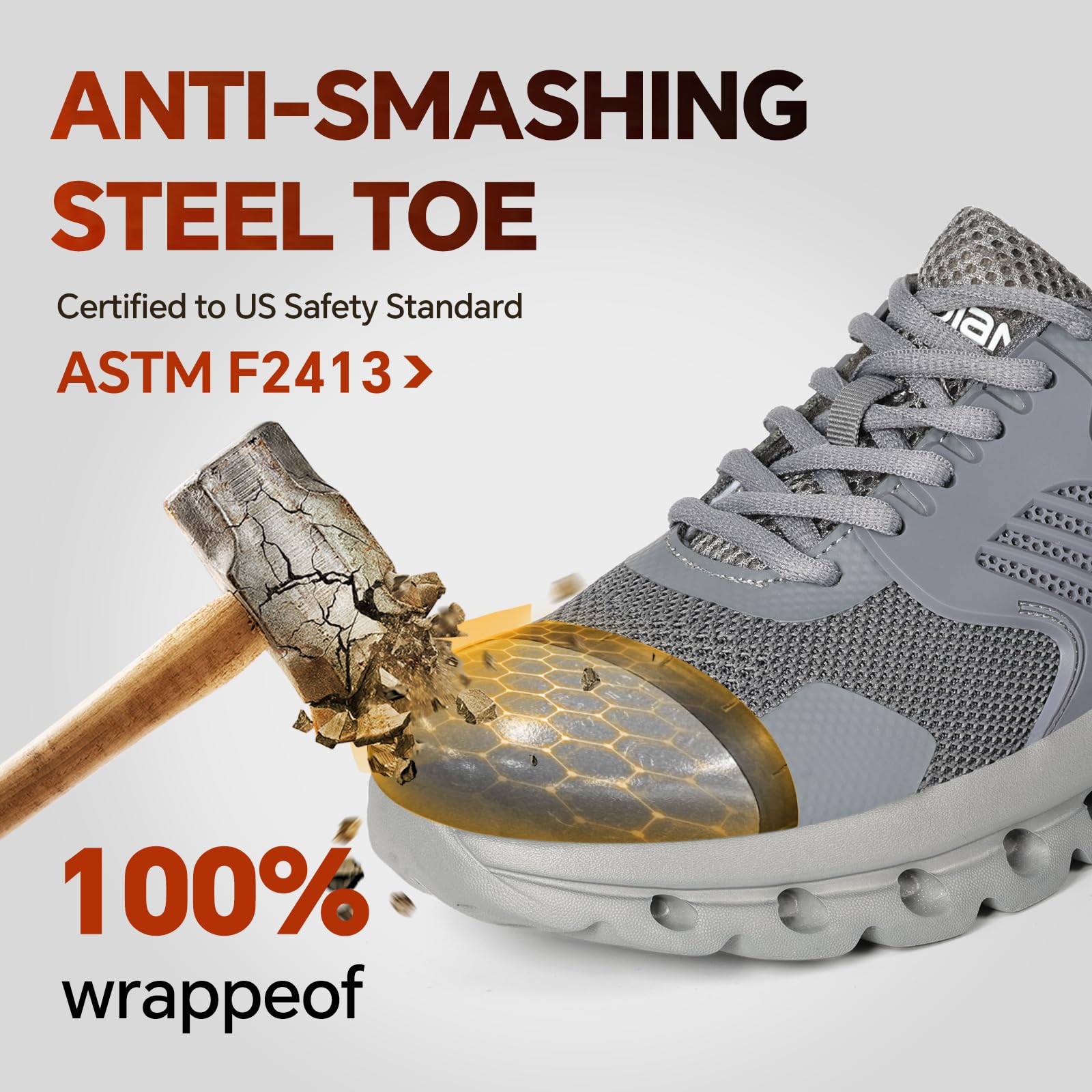 Furuian Sicherheitsschuhe mit Stahlkappe für Damen, Stahlkappenschuhe für die Arbeit, bequeme Damen-Arbeitssicherheit, Sneaker, leichte Arbeitsschuhe mit Stahlkappe für Damen