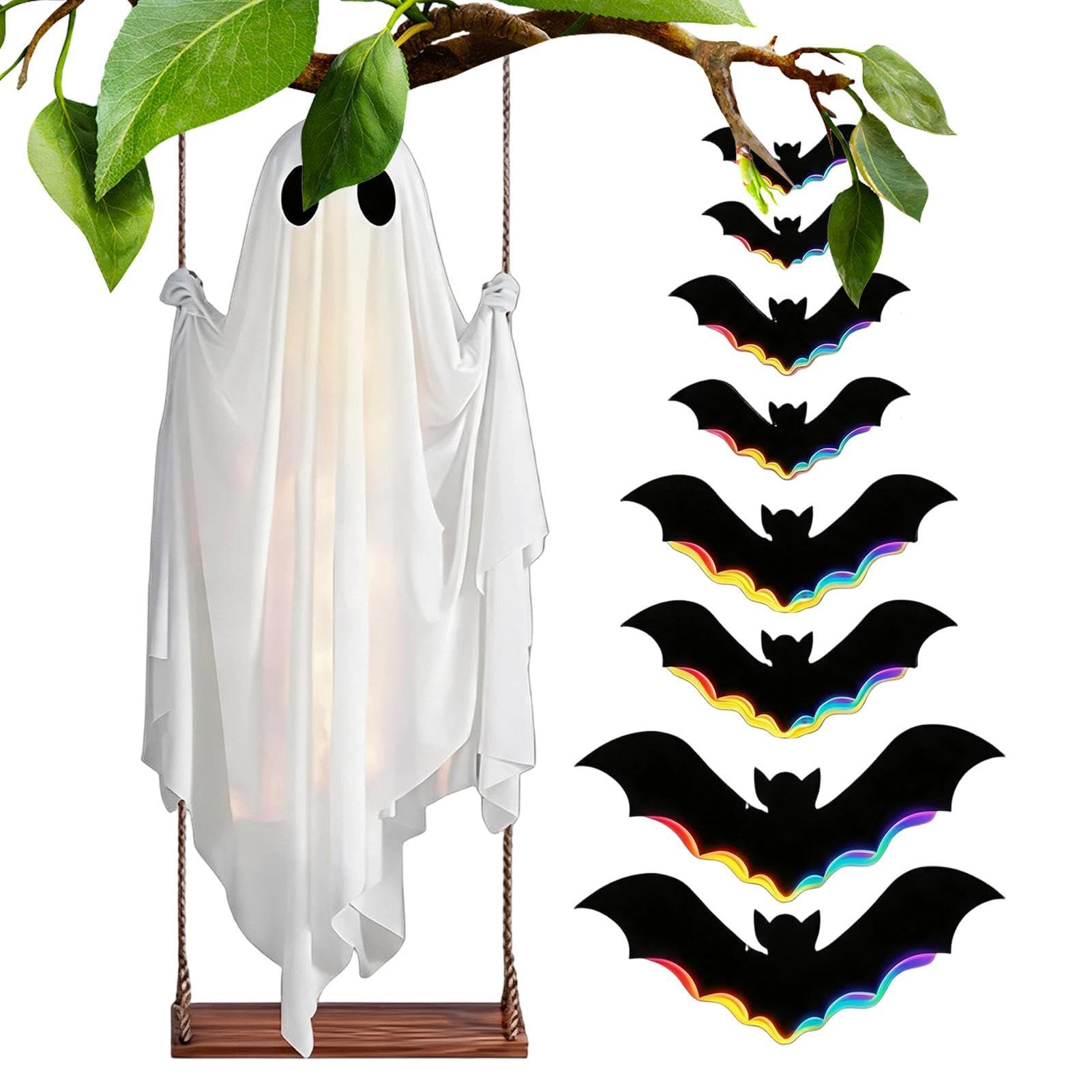 Decorazione Fantasma Halloween Ornamento Bambola Spaventosa Fluttuante per | Con a Filo, Luminoso e Decorazione Fantasma Dondolante Per Interno Giardino Recinzione Cortile Casa Stregata