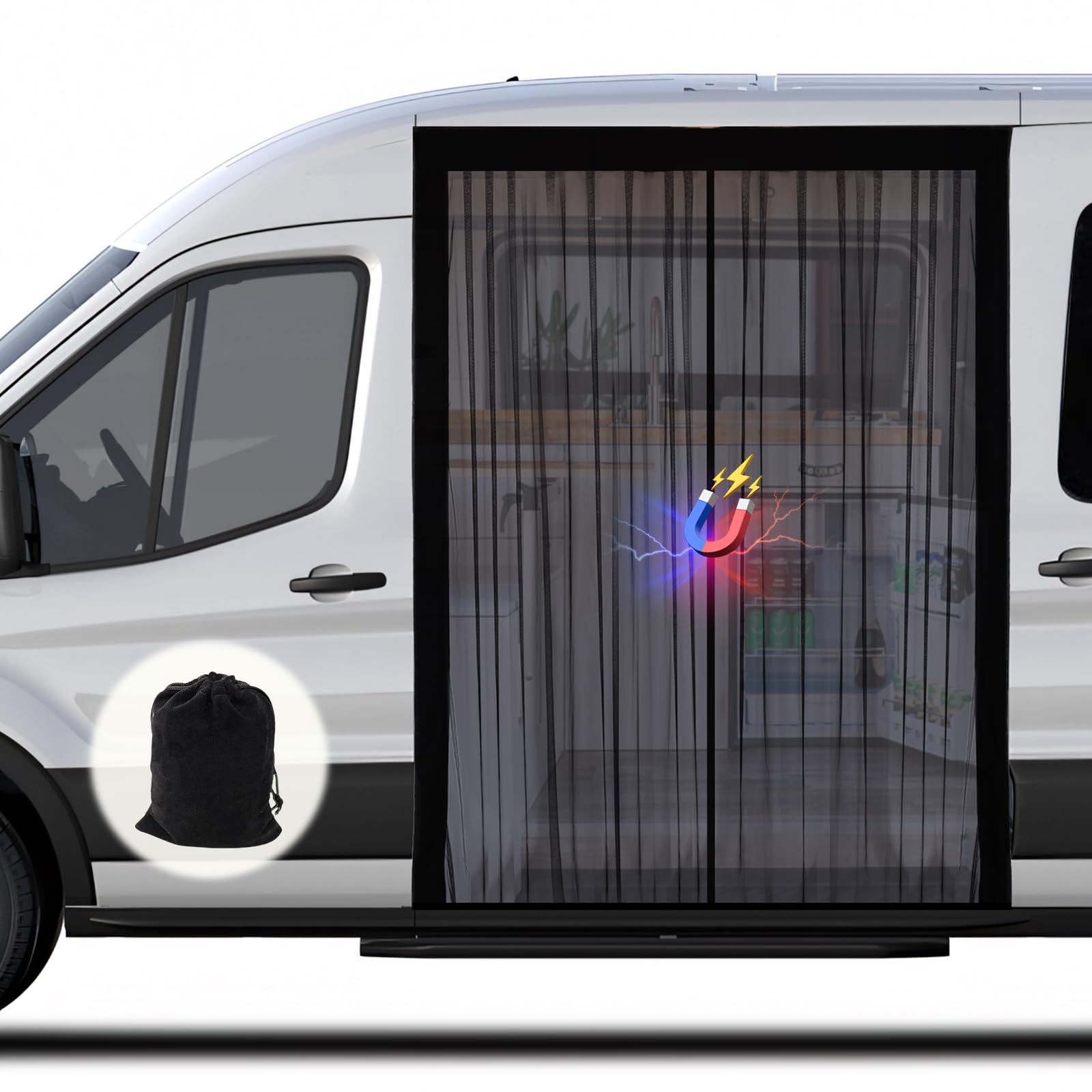 ZATOOTO Moskitonetz Van mit Magnetismus, Fliegengitter Auto für Mercedes Sprinter Standarddach Ford Transit Standard/Mittel/Hochdach, Center Magnetic Closure für Insektenschutz Auto