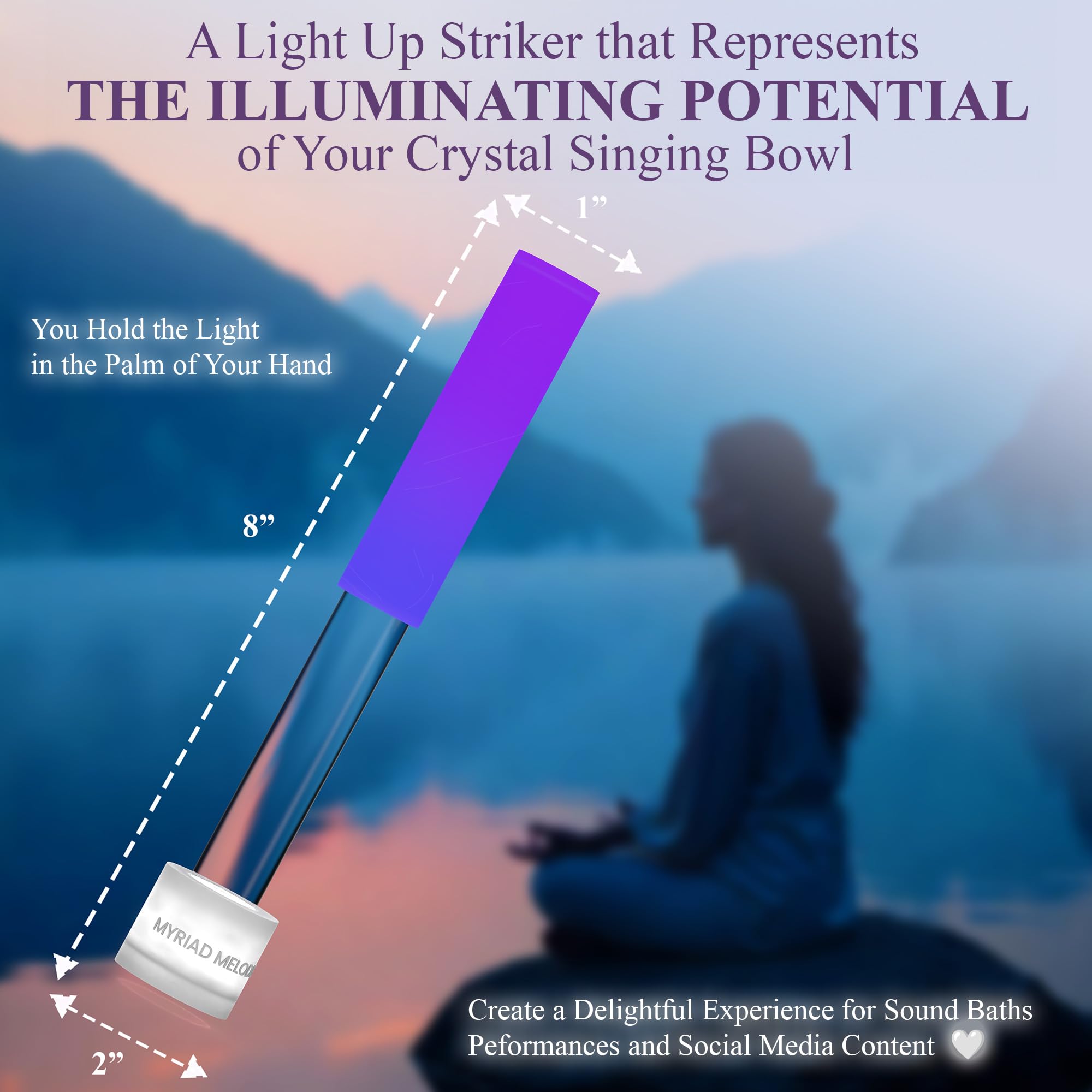 Acrylic Strikers, Small - Select Your Favorite Color for Your Singing Bowl, Illuminating Wavelength - Sound Healing and Biofield Harmonization - Sound Therapy Tools, Sound Healing Instruments - Purple