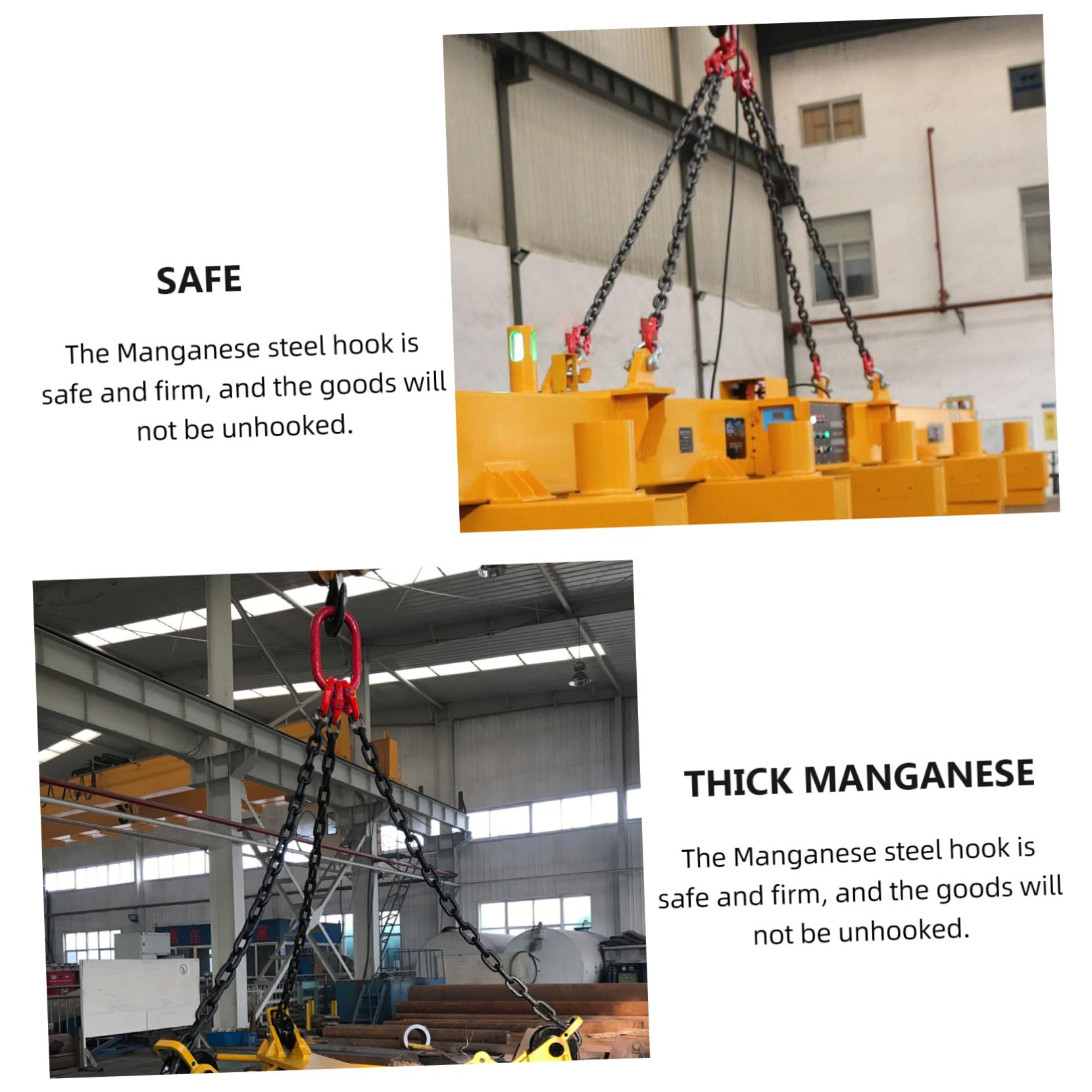 Hemobllo Catena di Sollevamento una Gamba in Acciaio al Manganese 1 Ton con Gancio per Sollevamento Pesante in Cantiere Urbano e Edile Facile da Riporre