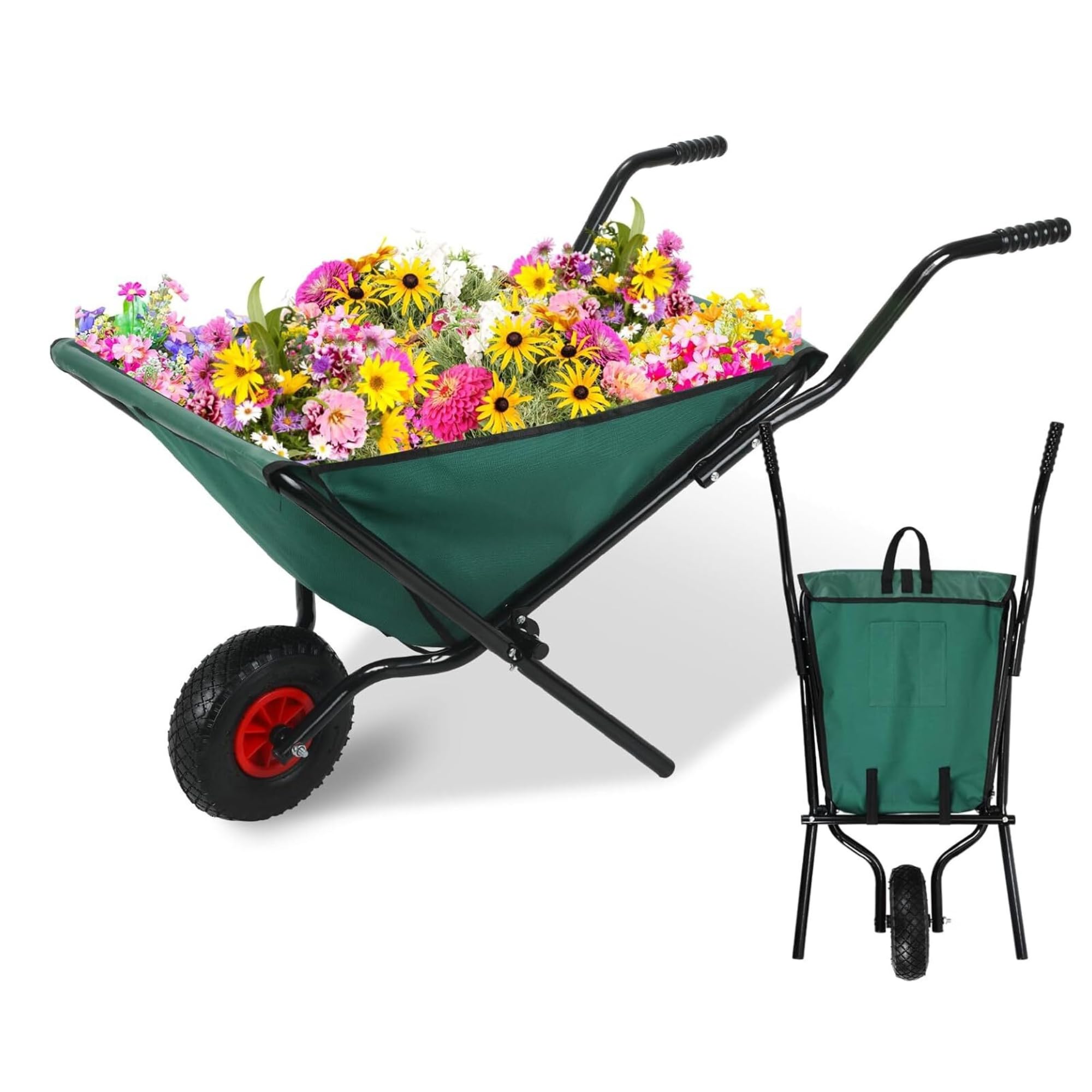 Carriola Richiudibile, Carriola pieghevole, Carretto Pieghevole Giardino, Salvaspazio, 115,5 x 54 x 60,5 cm - TROLLYFOLD