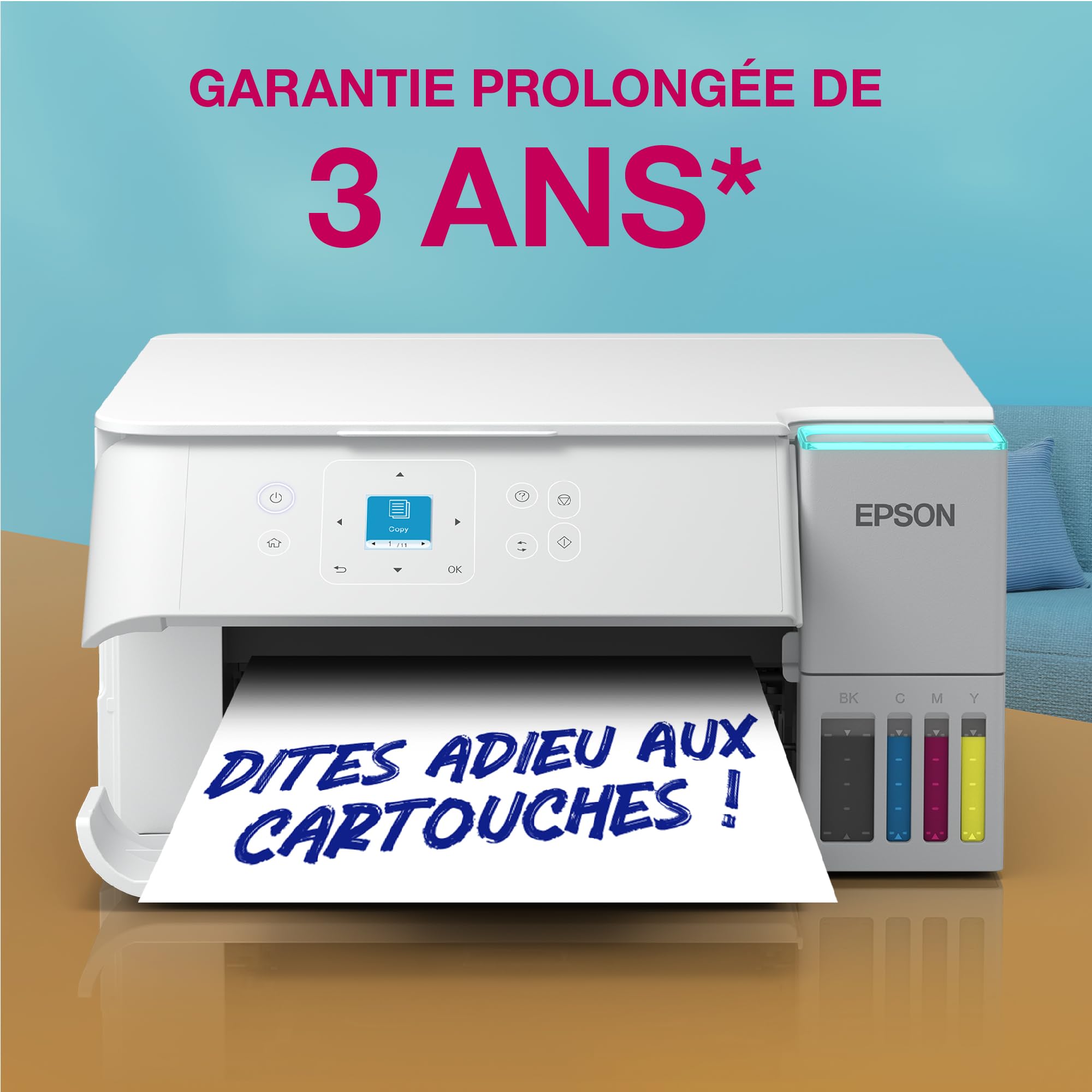 Epson EcoTank ET-2959 Imprimante à Réservoirs D’Encre | Maison & Petit Bureau | Wi-FI | A4 | Imprimer, Copier, Numériser | Écran LCD 3,7cm | Impression Recto Verso Auto | Jusqu’à 3 Ans d’Encre Inclus