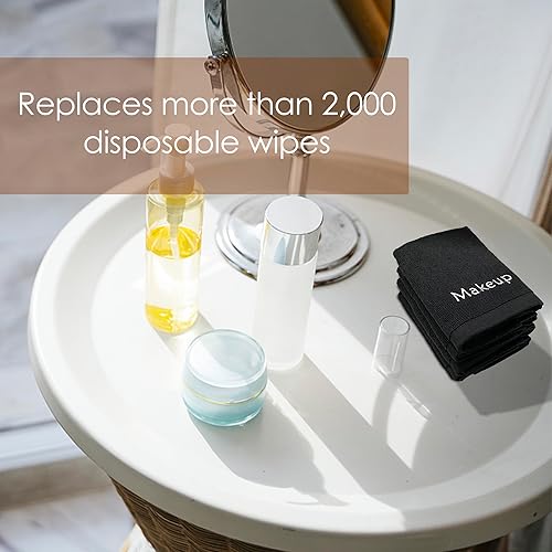 Miniatura 6 de HENBAY Removedor de maquillaje reutilizable de algodón, paquete de 4 toallas faciales de 12 x 12 pulgadas, paño de limpieza pequeño para el cuidado