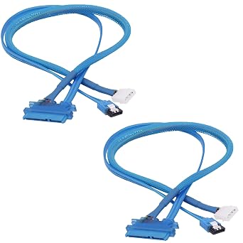 22Pin SATA Data Power Combo Extension Cable with IDE 4Pin Power Port-50cm | SATA III 7+15 Pin to 7 Pin Data with IDE 4Pin Power Interface Female to Male,for Hard Disk Optical Drive