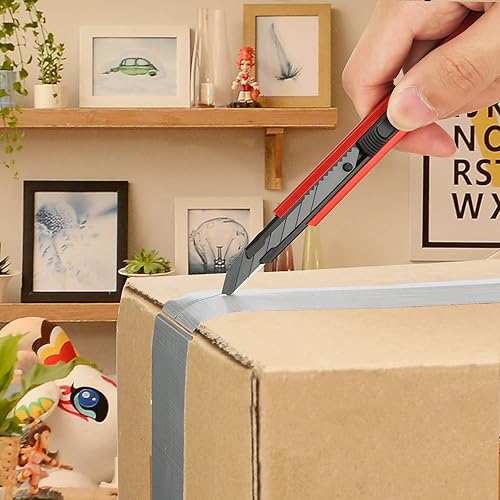 Miniatura 6 de DOWELL Cuchillo utilitario cortador retráctil hobby cuchillo 6 piezas con 20 piezas 0.354 in a presión cuchillas de aluminio resistente mango de