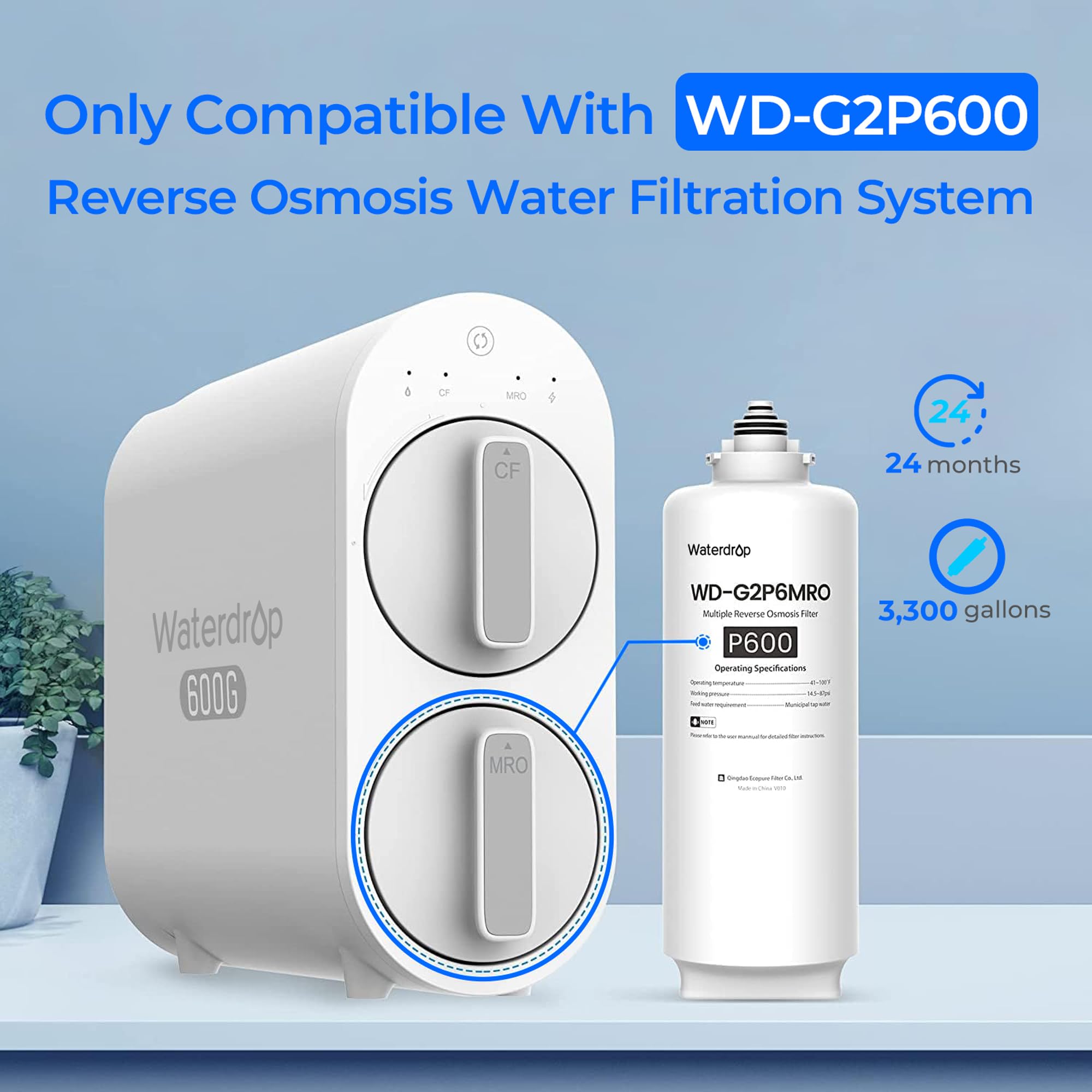 Amazon.com: Waterdrop WD-G2P600-RO Filter, Replacement for WD 