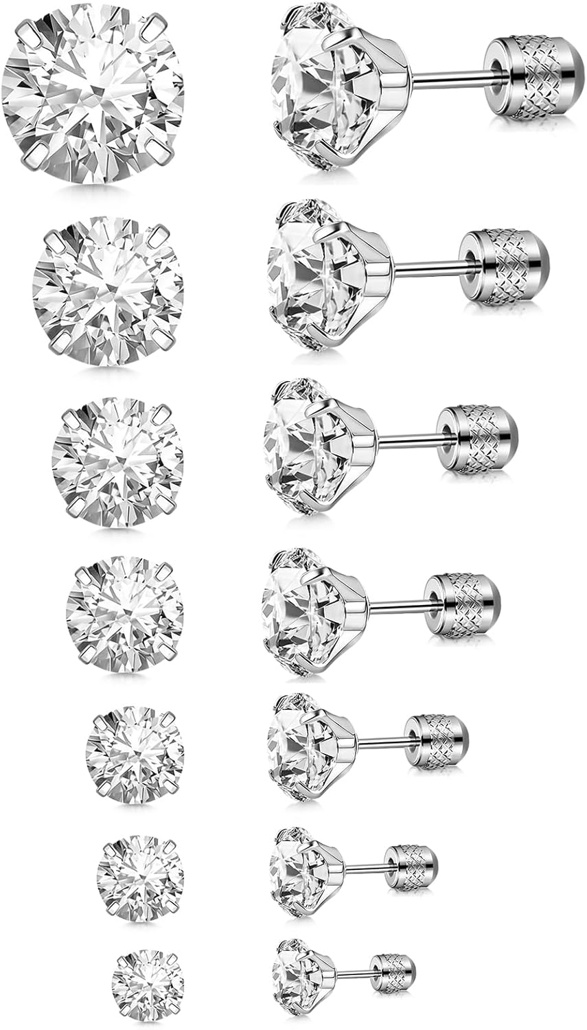 18G 20G Hypoallergenic Stainless Steel Earrings Set, Minimalist Stack Earrings for Multiple Piercing