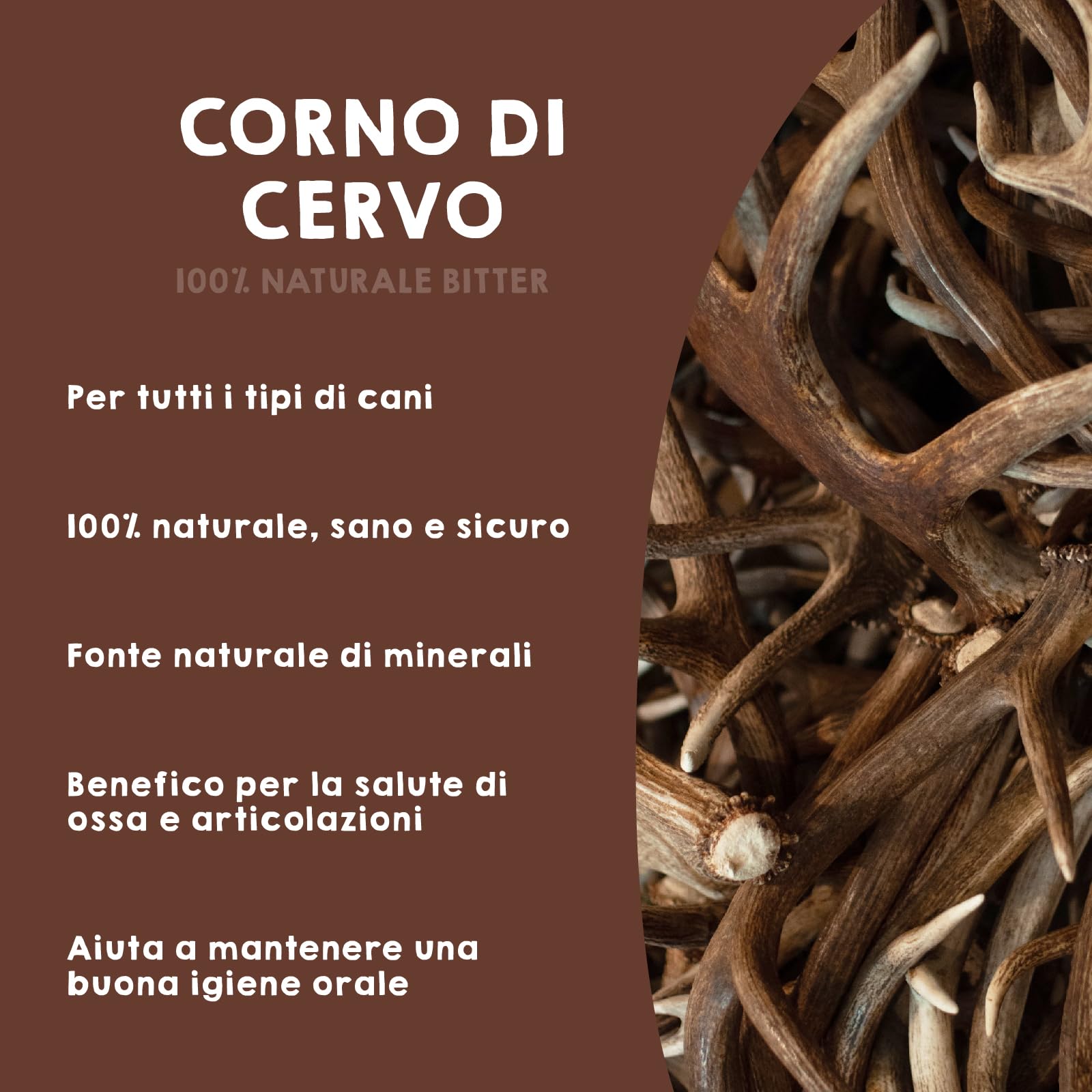 MAIKAI Corno di Cervo per Cani Grandi XL – Masticativo Naturale Senza Punta – Osso Inodore Antitartaro