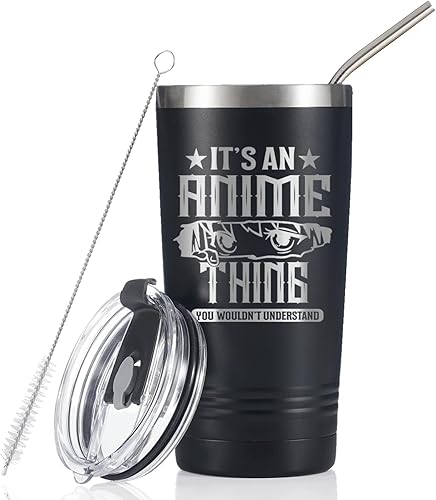 Miniatura 1 de Onebttl Regalos de anime para hombres, mujeres y niños, vasos de acero inoxidable con aislamiento al vacío de doble pared de 20 onzas, regalos de