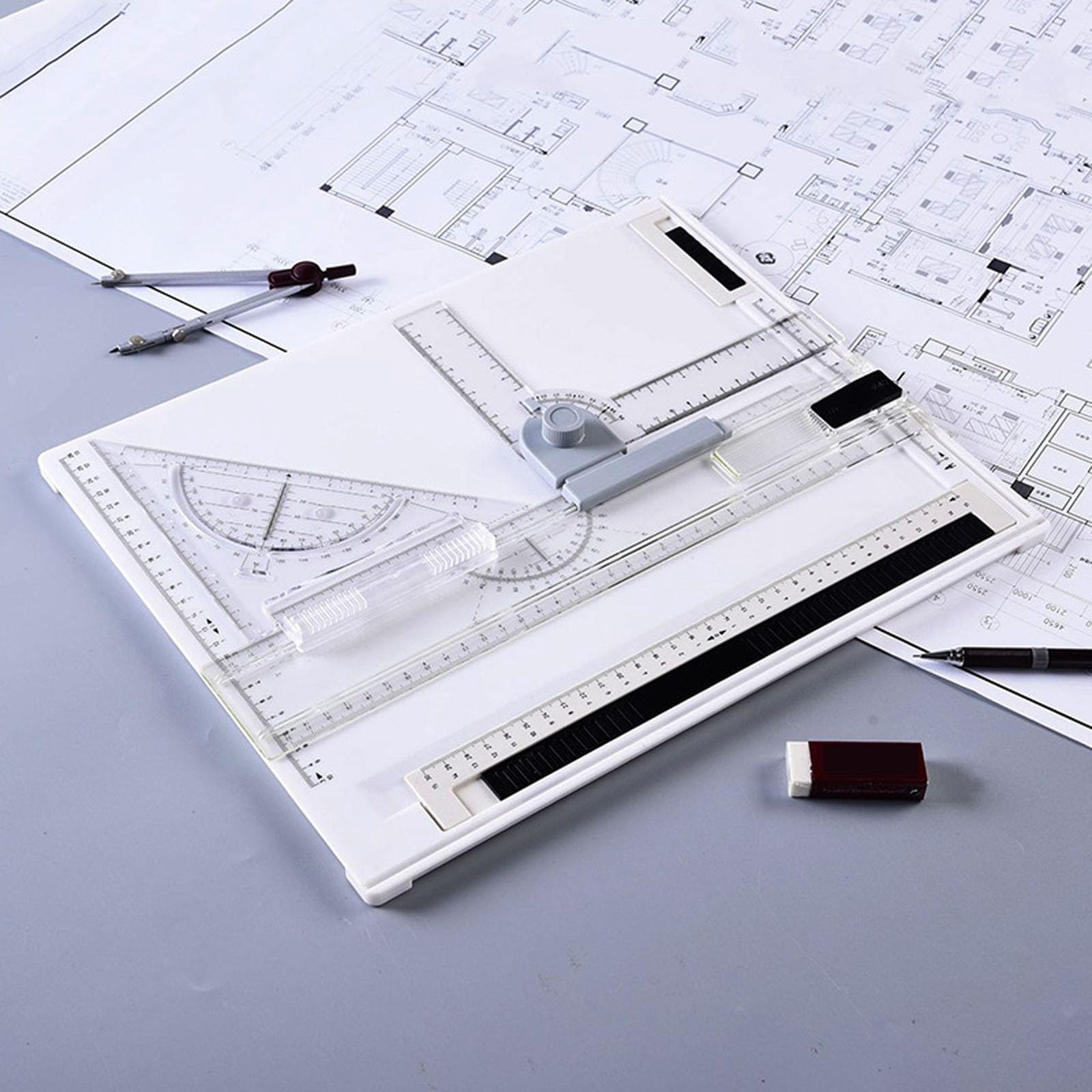 A4 Zeichentisch, Tragbares Architekturzeichengerät Mit Transparentem T-lineal, Parallelbewegung, Winkelverstellung, Komplettem Zubehör, Für Studenten, Ingenieure Und Architekten