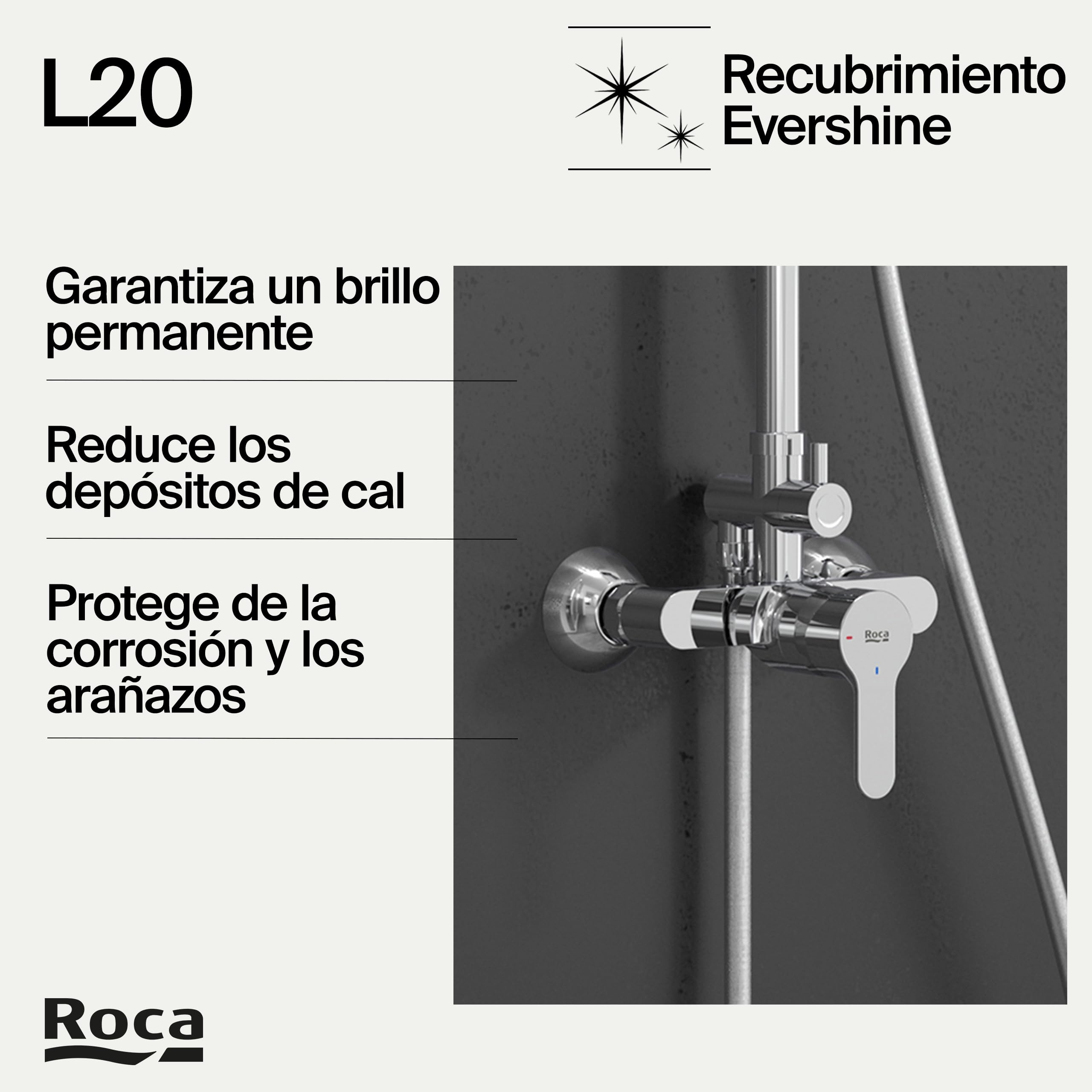 ROCA A5A9709C00 L20 Columna de Ducha Telescópica Monomando Cromo