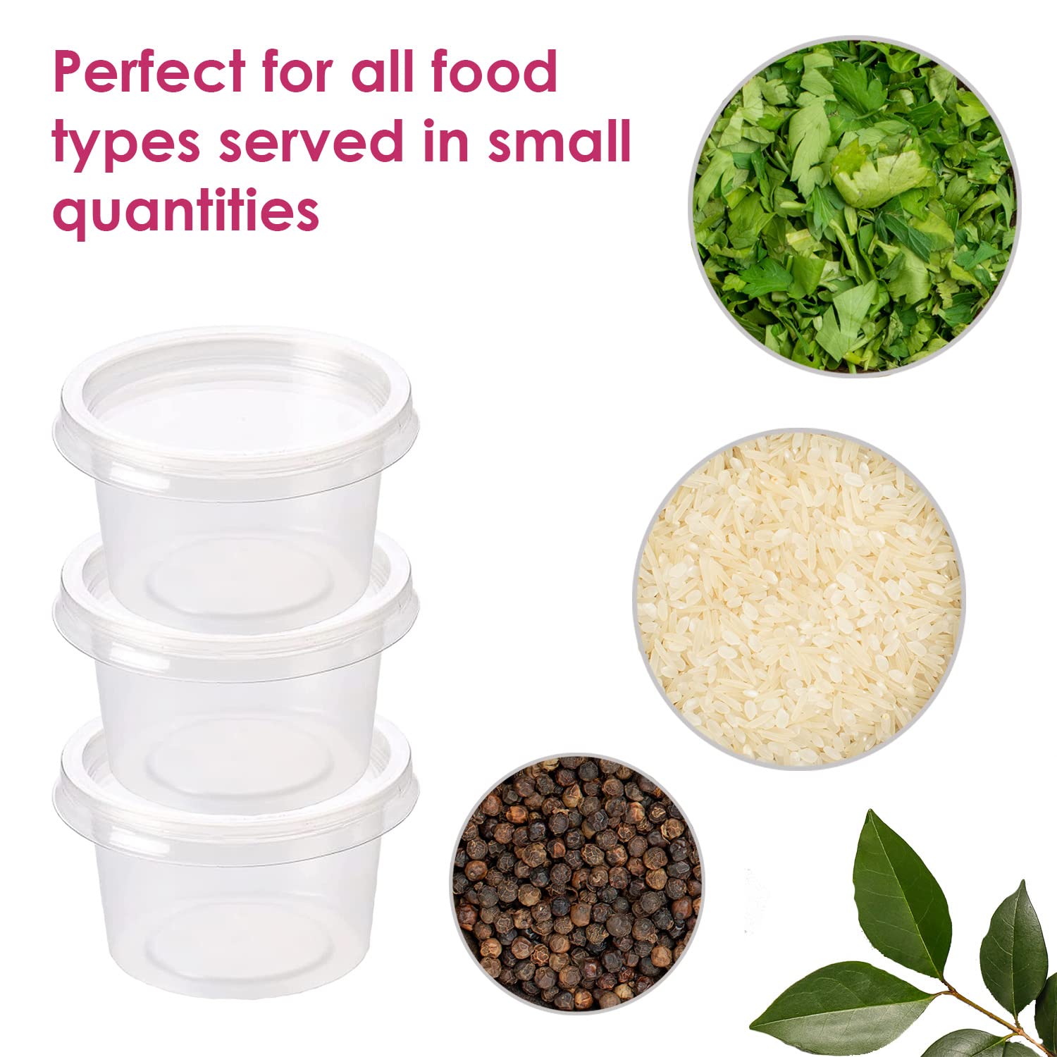 Contenedores de salsa de plástico redondos de 4 onzas con tapa, reutilizables y transparentes, perfectos para preparar alimentos, delicias y ensaladas y cereales (1000)