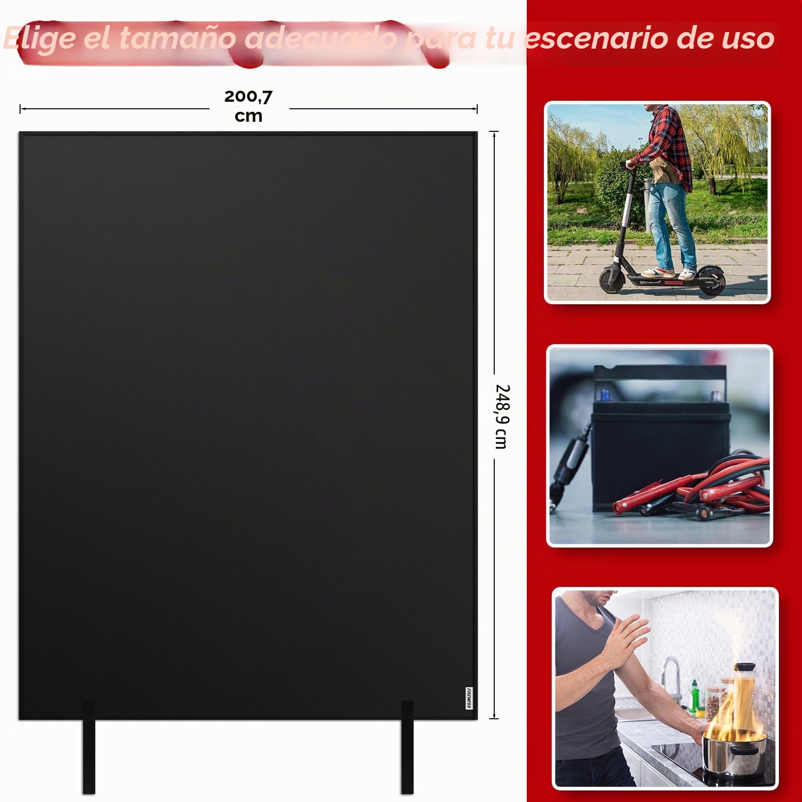 Manta Ignífuga, Manta de Fuego para scooter eléctrico y bicicleta eléctrica, de Emergencia contra Incendios, de batería de litio, 198x245cm
