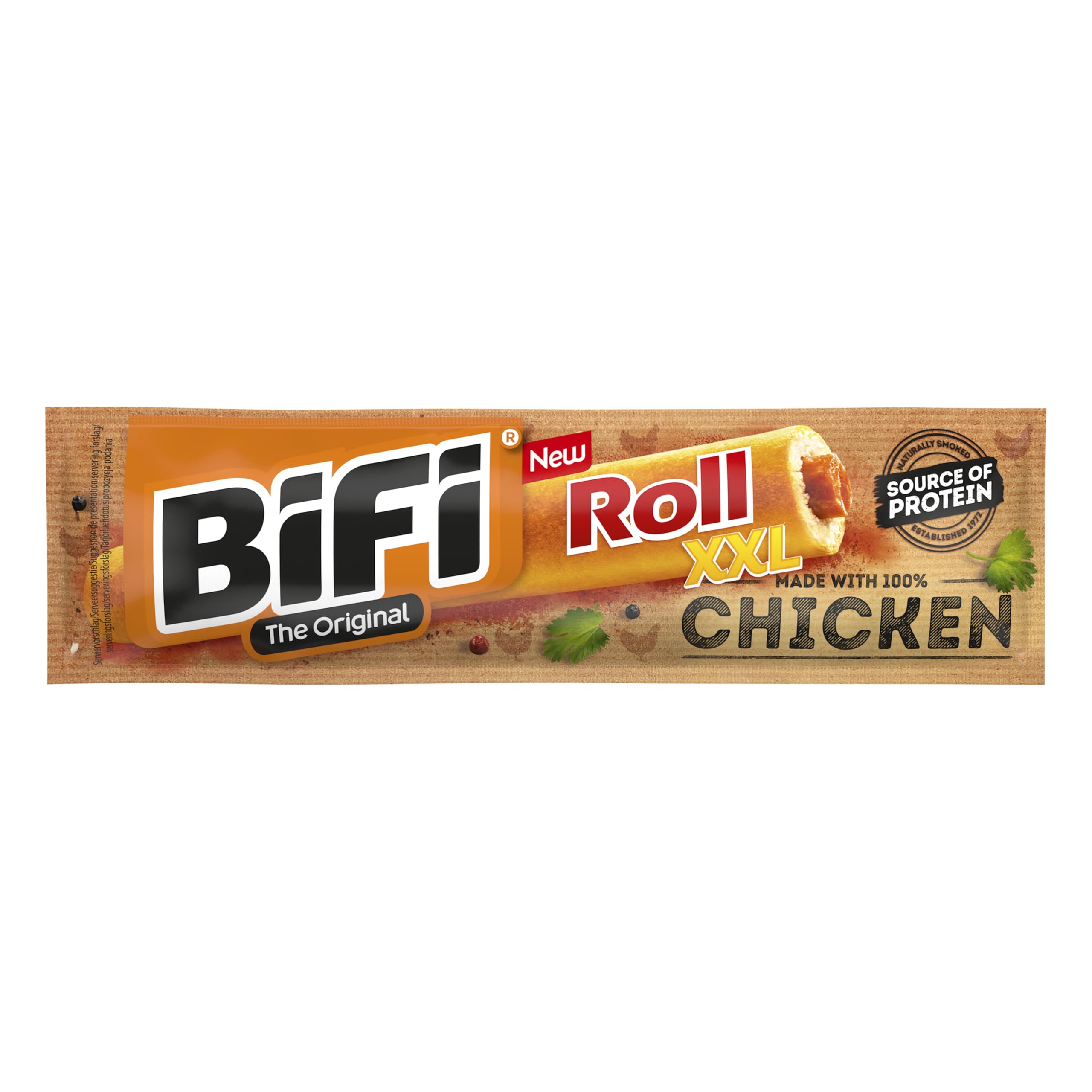 BiFi Chicken Roll XXL - 24er Pack (24 x 70g) - extra große Hähnchen-Roll im soften Teigmantel - sättigender Snack für zwischendurch - ideal für Reisen, Arbeit oder Freizeit - 100% Hähnchenfleisch