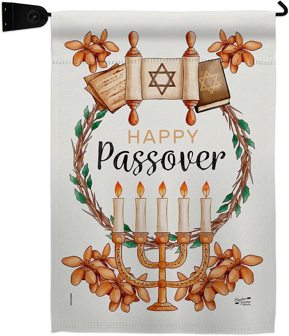 Passover Burlap Burlap Garden Flag Religious Wine Celebration Festival Holiday Jewish Hanukkah David Small Decorative Gift Yard House Banner Double-Sided Made In USA 13 X 18.5