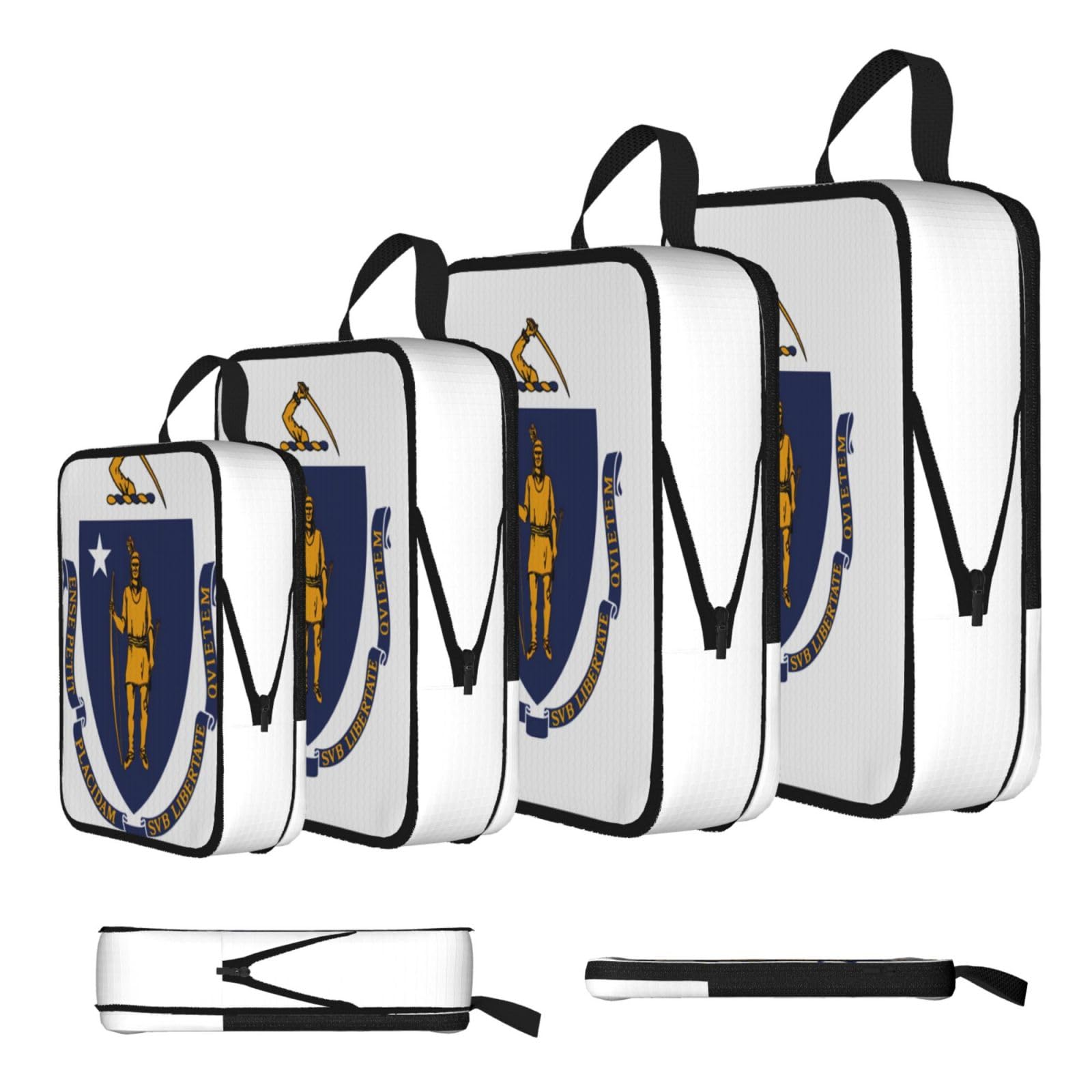 Massachusetts State Flag Compression Packing Cubes 4 Piece Set