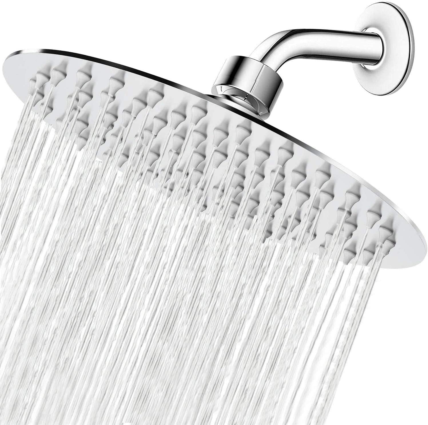 Alcachofa de ducha de lluvia de 10 pulgadas, de acero inoxidable 304, cabezal de ducha de lluvia ajustable con boquillas antical, ahorro de agua, cabezal de ducha redondo empotrable con efecto espejo