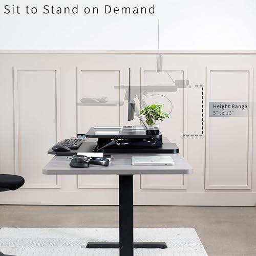 Miniatura 3 de VIVO Convertidor de escritorio de pie ajustable de 25 pulgadas de altura negra, estación de trabajo compacta del elevador del monitor de la mesa del