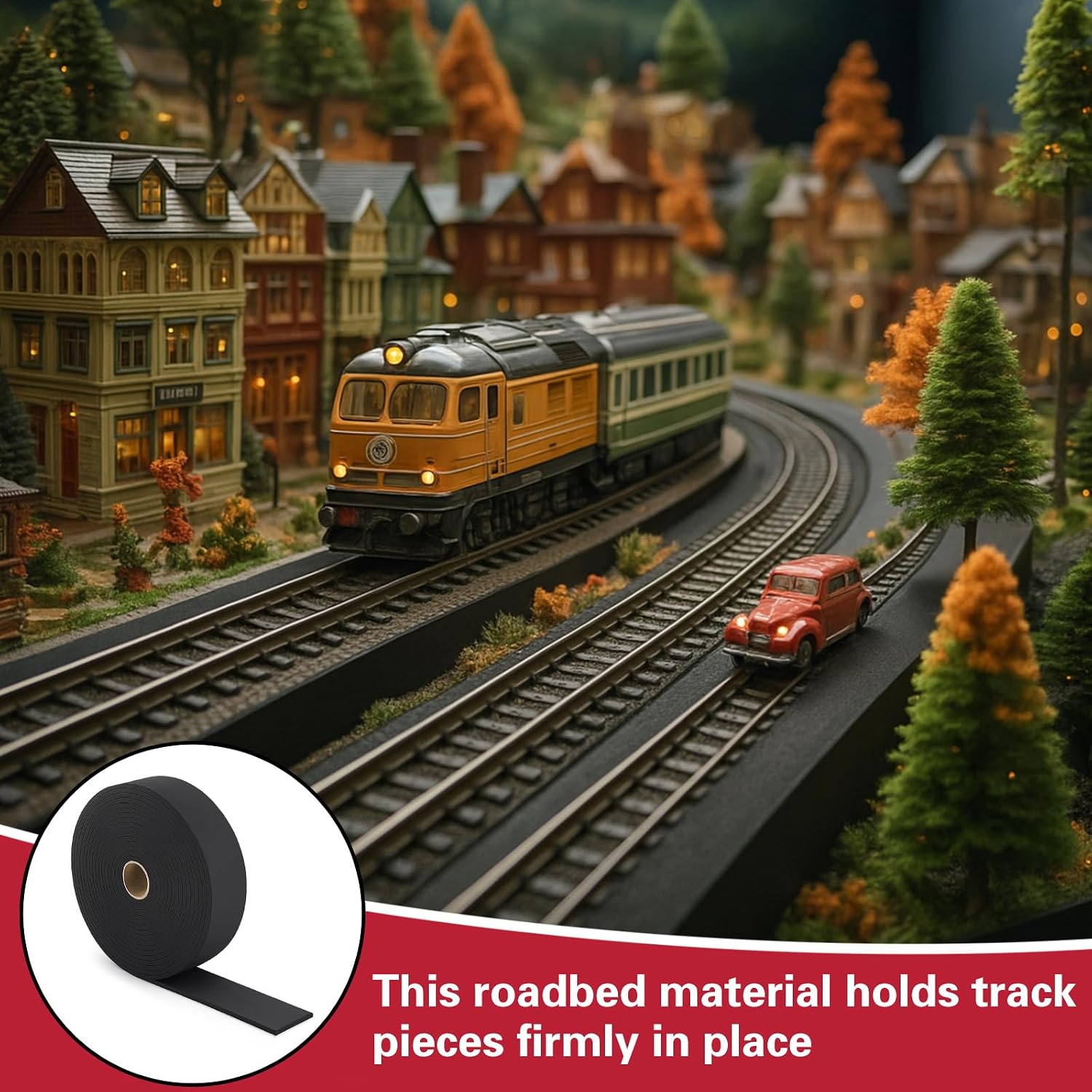 Patelai 2 Roll N Scale Track 24 ft Model Train Foam Roadbed Shock Absorption Base for O N Ho Scale Track Layouts