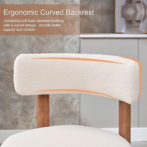 Miniatura 4 de Okeysen Juego de 2 sillas de comedor modernas, sillas de cocina tapizadas con respaldo redondo sin brazos con patas de madera maciza y almohadillas