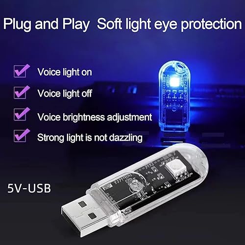 Miniatura 7 de Mini luz nocturna LED, lámpara de noche LED ultra brillante, control de voz regulable sin parpadeo, iluminación transparente USB necesaria para