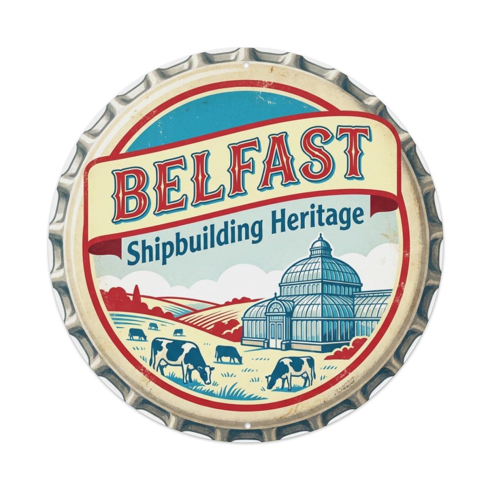 Fyrn Style Metal Tin Sign Vintage Travel Belfast Ireland Harmony