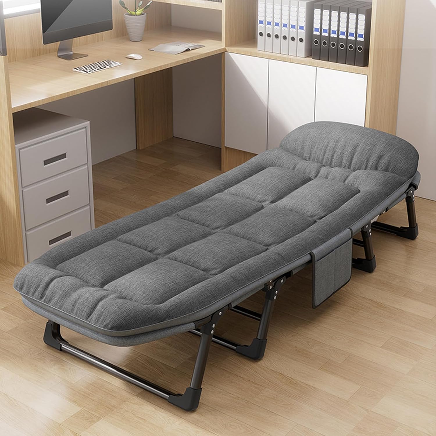 Adjustable Portable Camping Bed, 6-Speed Folding Sleeping Cot with Headrest, Easy Setup for Outdoor Camping & Indoor Naps (75x26in)