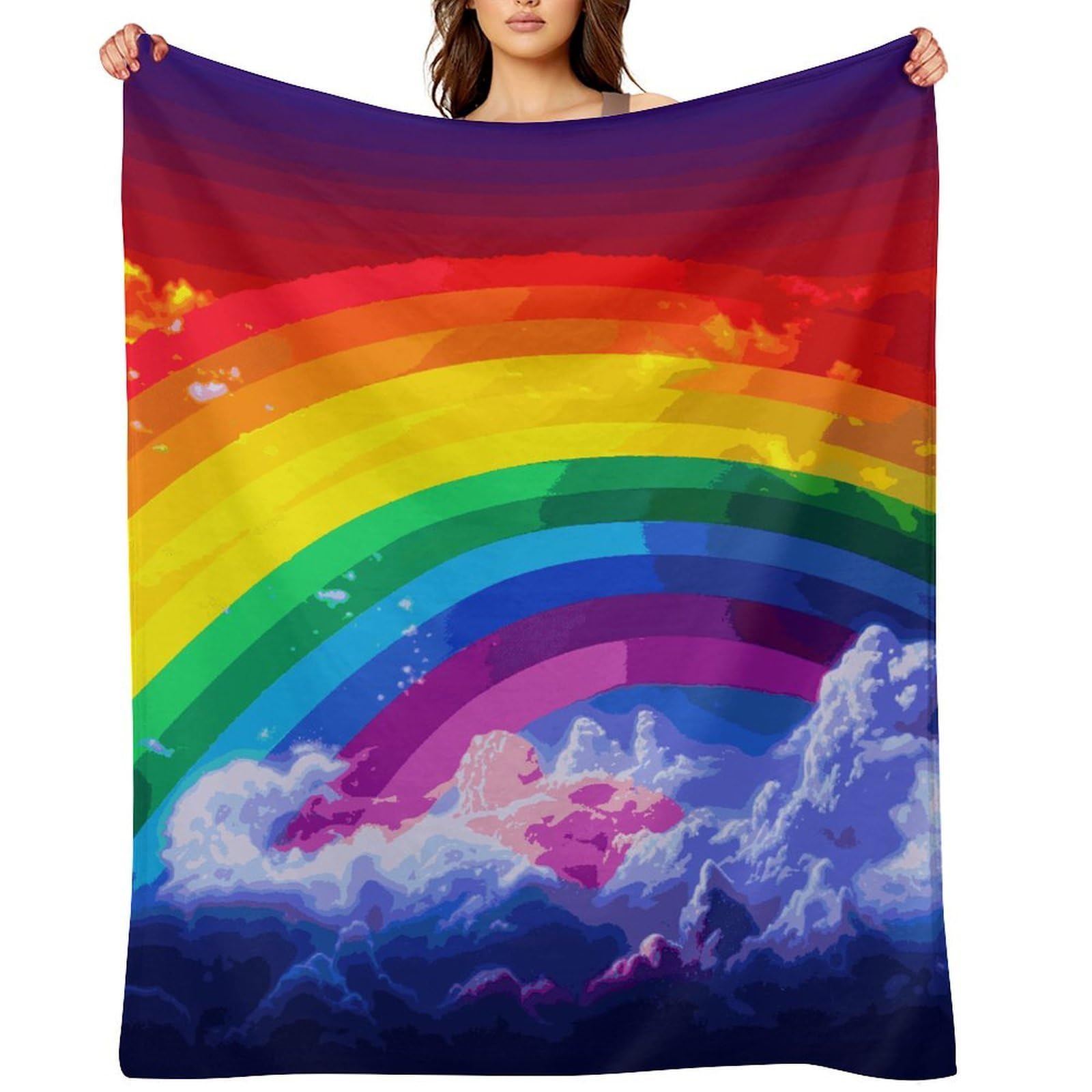 Rainbow Throw Blanket for Couch and Bed Super Soft Warm Lightweight Throw Blankets Cozy Fuzzy Flannel Blanket Personalized Decorative Blankets for Sofa Decor 30"x40"
