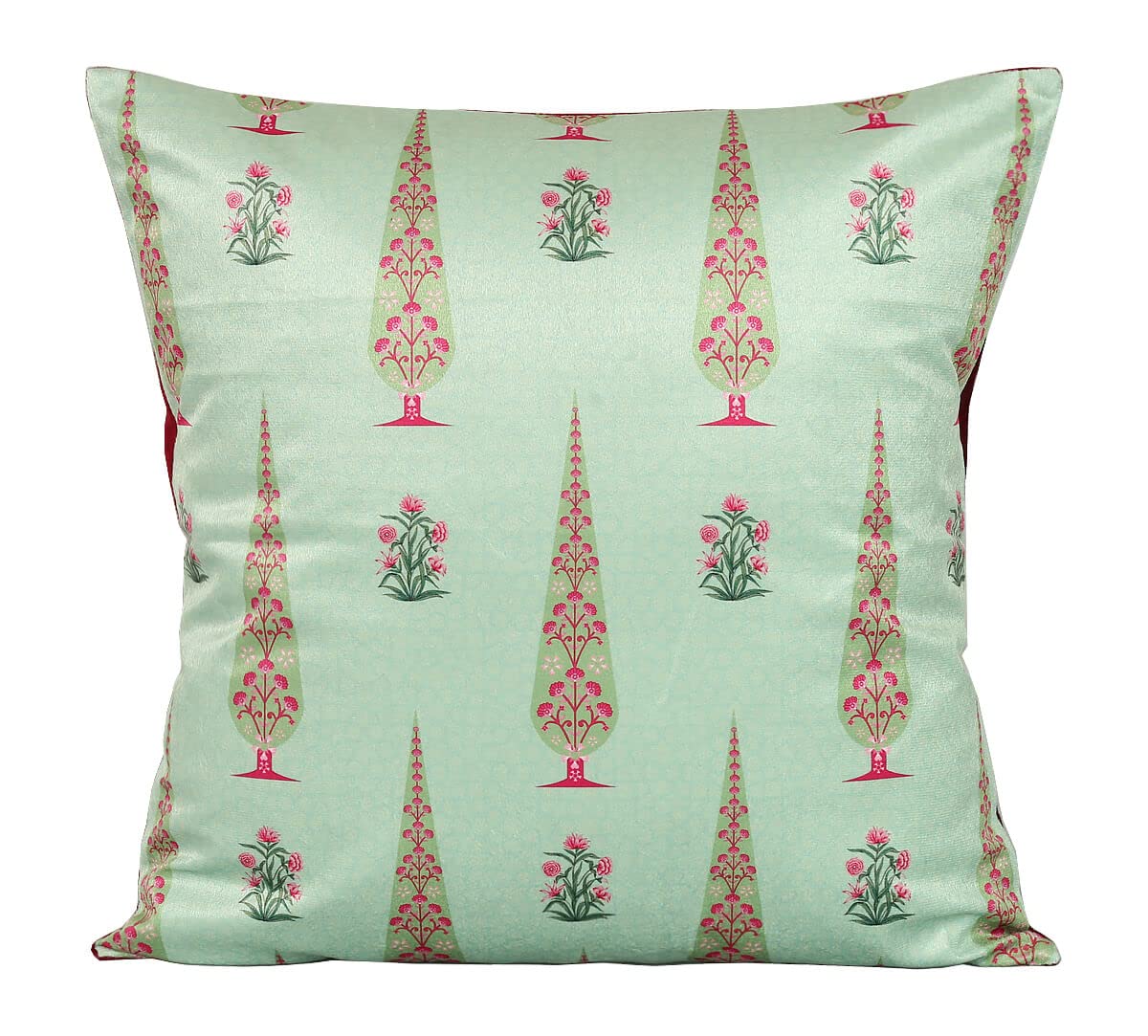India Circus by Krsnaa Mehta Peacock & Conifer Multicolor Printed Decorative Blended Velvet Cushion Pillow Cover for Couch, Sofa, Bed Set of 5 (16 X 16 Inches), 120 TC 1