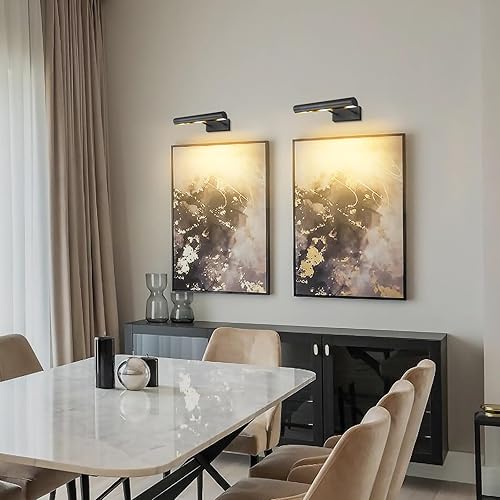 Miniatura 5 de Luz de Imagen Negra, Luces de Imagen de 18 Pulgadas Cableadas, Luces de Imagen Rotativas para Pared, Luces de Marco de Imagen para Cuadros, Luz de