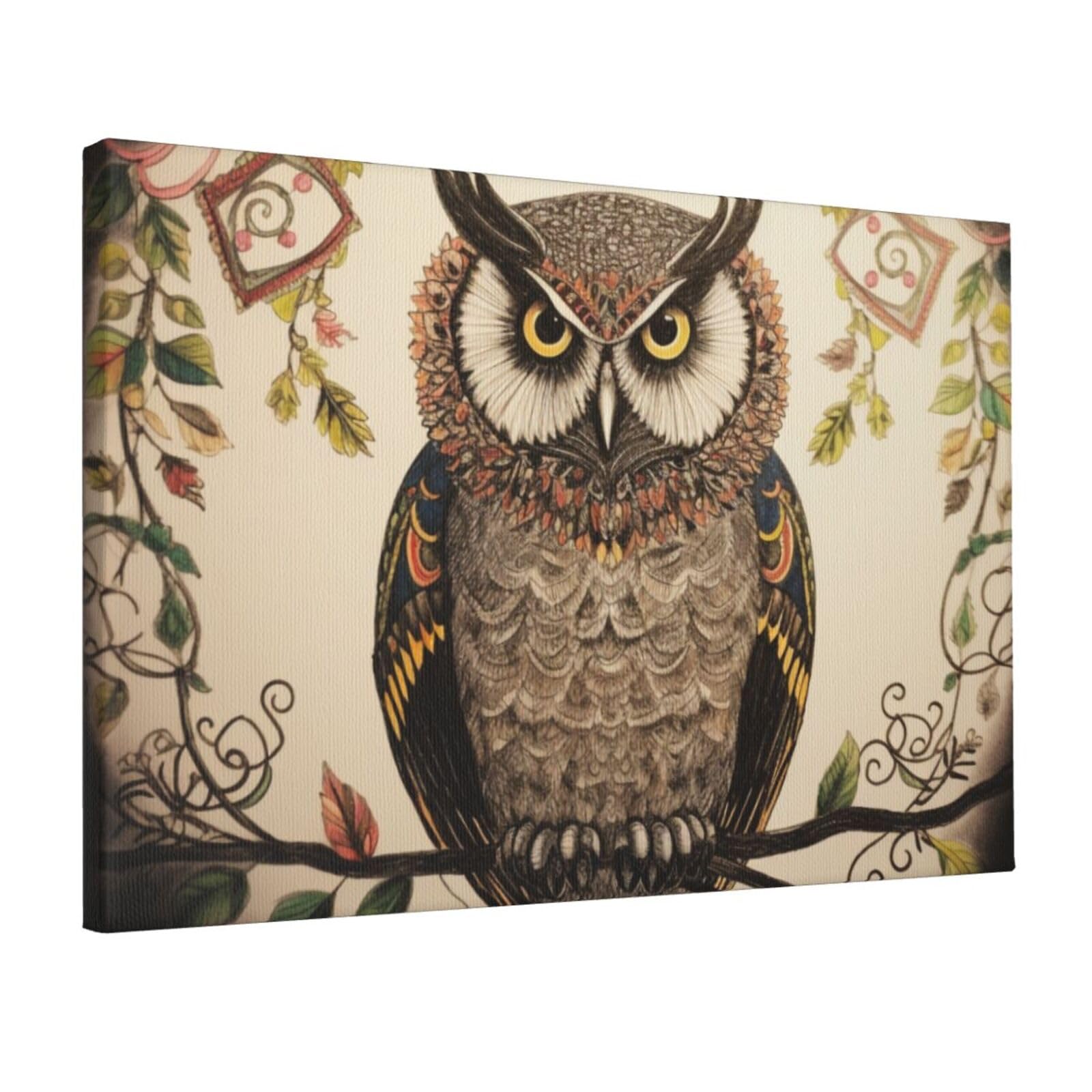 YKLJG Owl Beliefs Printed Wall Art Canvas Prints 45x30 CM Wooden Framed Picture Painting Artwork for Bedroom Kitchen Home Office Decor