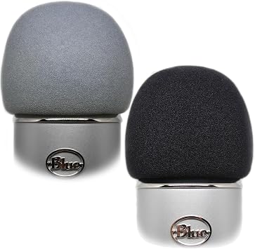 Foam Windscreen for Blue Yeti Microphone Bundle - Pop Filter Cover made from Quality Sponge Material that Filters Unwanted Recording and Background Noises - Black & Silver Colors Bundle