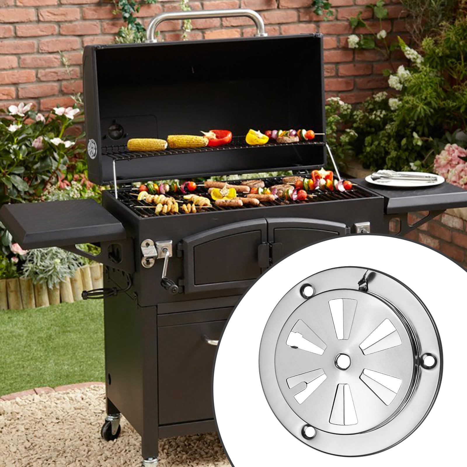 2 Stück BBQ Smoker Lüftungsschlitz Aus Edelstahl | Verstellbar, 96 Mm Durchmesser, Für Grill, Ofen, Rauchkammer