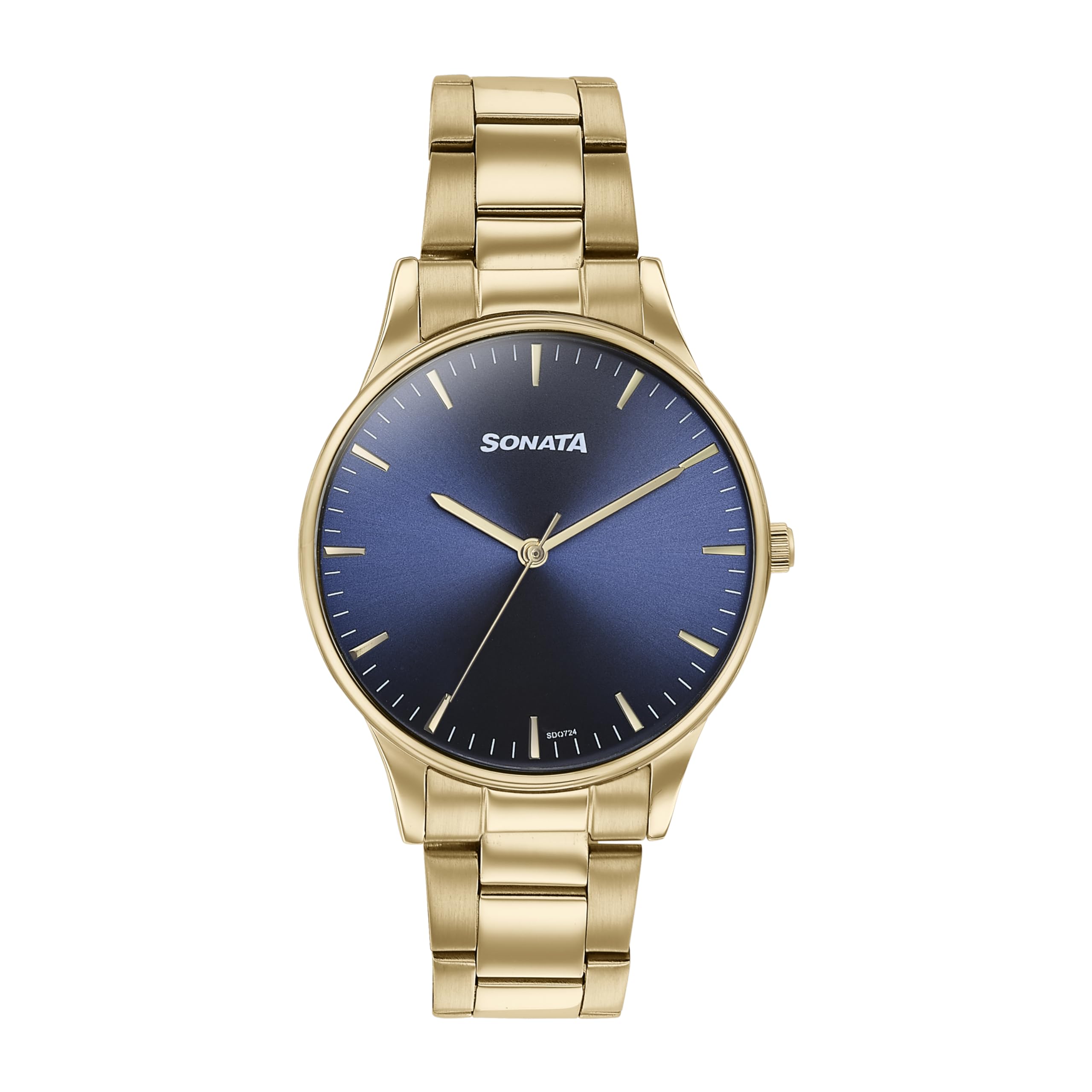 sonata Quartz Analog Blue Dial Golden Stainless Steel Strap Watch for Men-picture-33