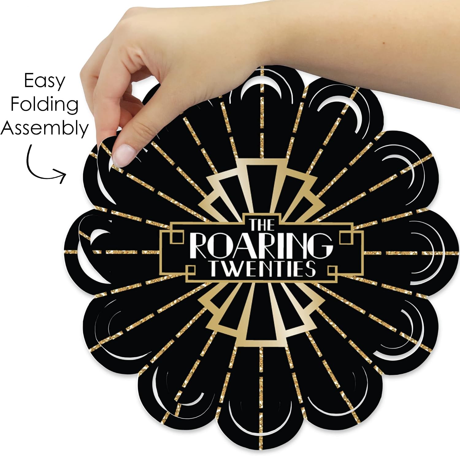 Big Dot of Happiness Roaring 20’s - 1920s Art Deco Jazz Party Round Table Decorations - Paper Chargers - Place Setting for 12 image 4